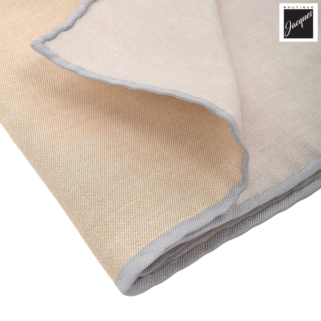 Beige Silk-Cotton Solid Reversible Hankie - Paolo Albizzati - Boutique Jacques International