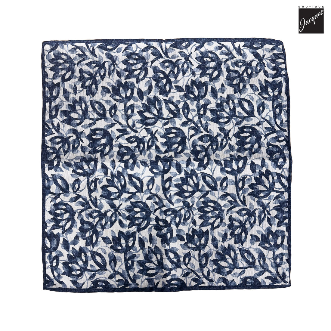 Blue Silk/Cotton Printed Floral Reversible Hankie - Paolo Albizzati - Boutique Jacques International