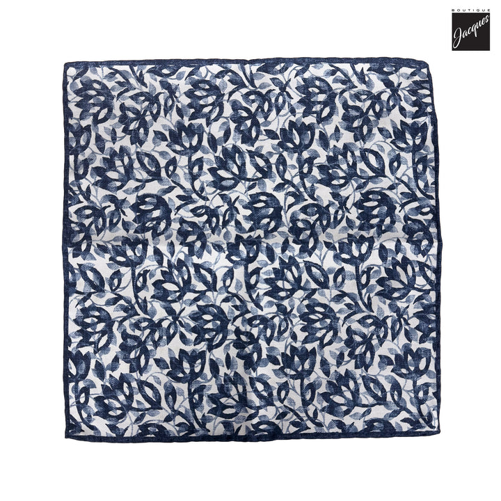 Blue Silk/Cotton Printed Floral Reversible Hankie - Paolo Albizzati - Boutique Jacques International