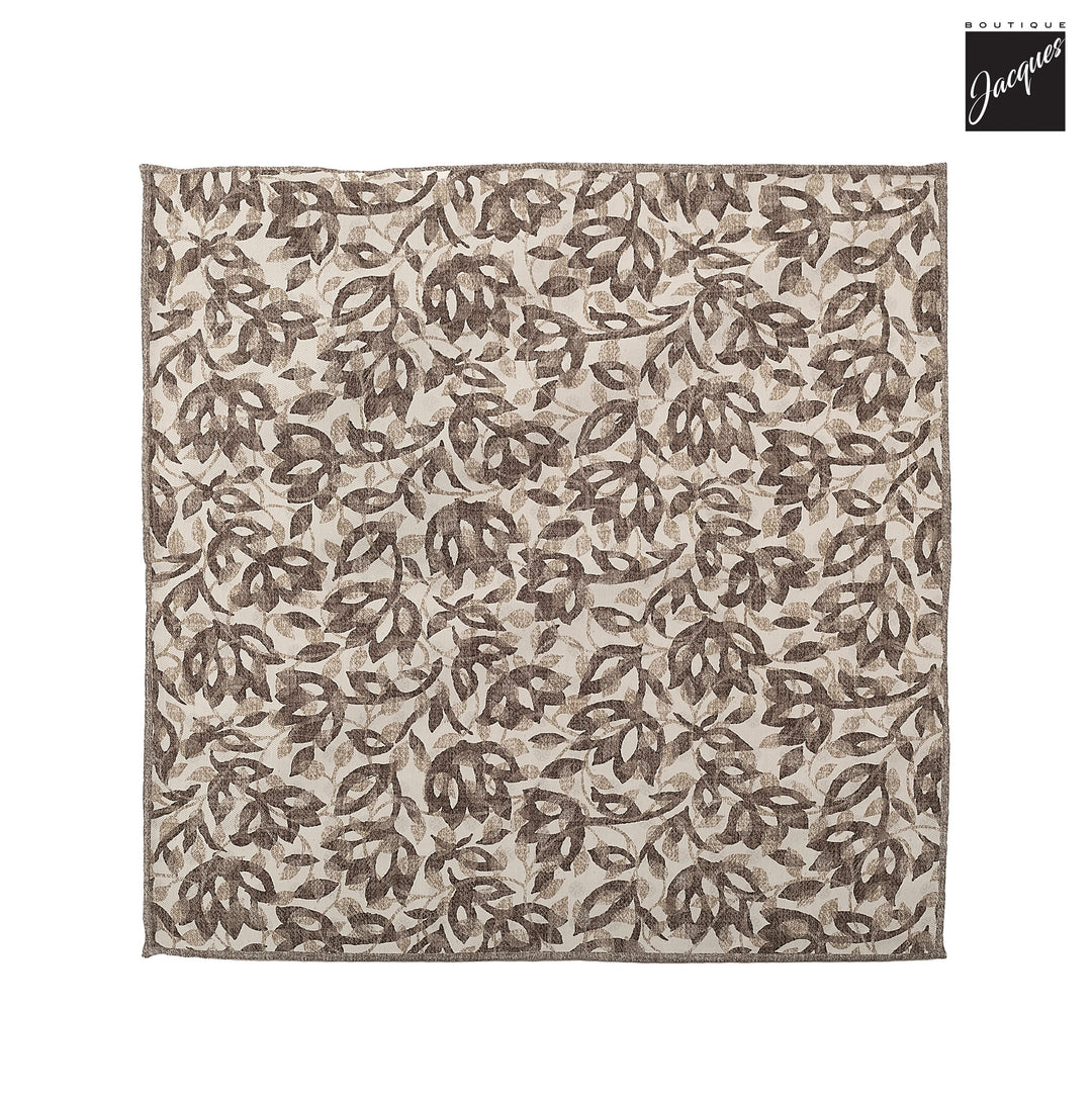 Brown Silk/Cotton Printed Floral Motif Reversible Hankie - Paolo Albizzati - Boutique Jacques International
