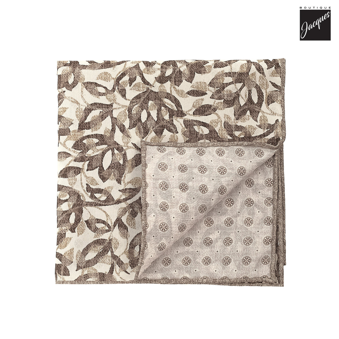 Brown Silk/Cotton Printed Floral Motif Reversible Hankie - Paolo Albizzati - Boutique Jacques International
