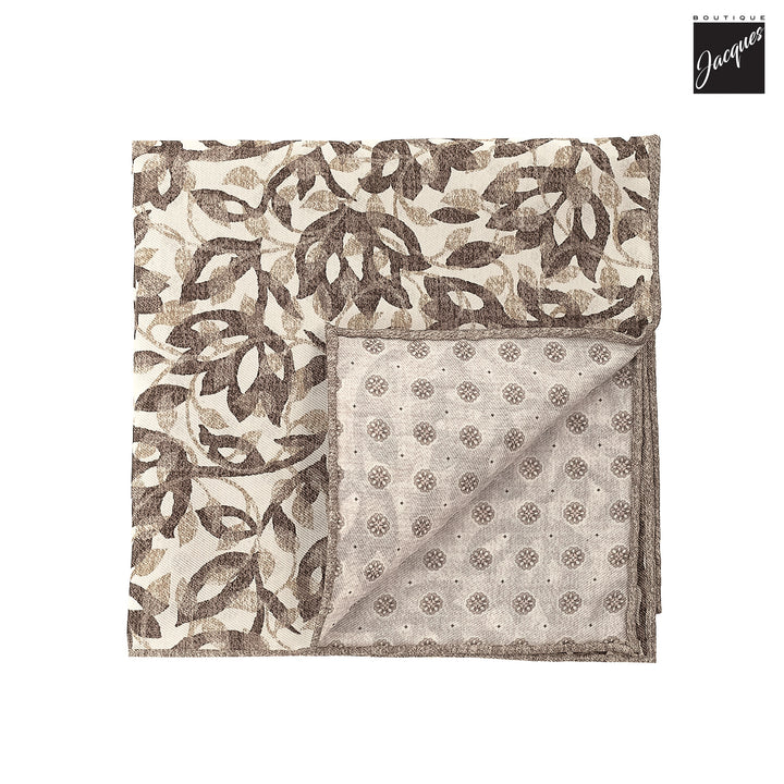 Brown Silk/Cotton Printed Floral Motif Reversible Hankie - Paolo Albizzati - Boutique Jacques International