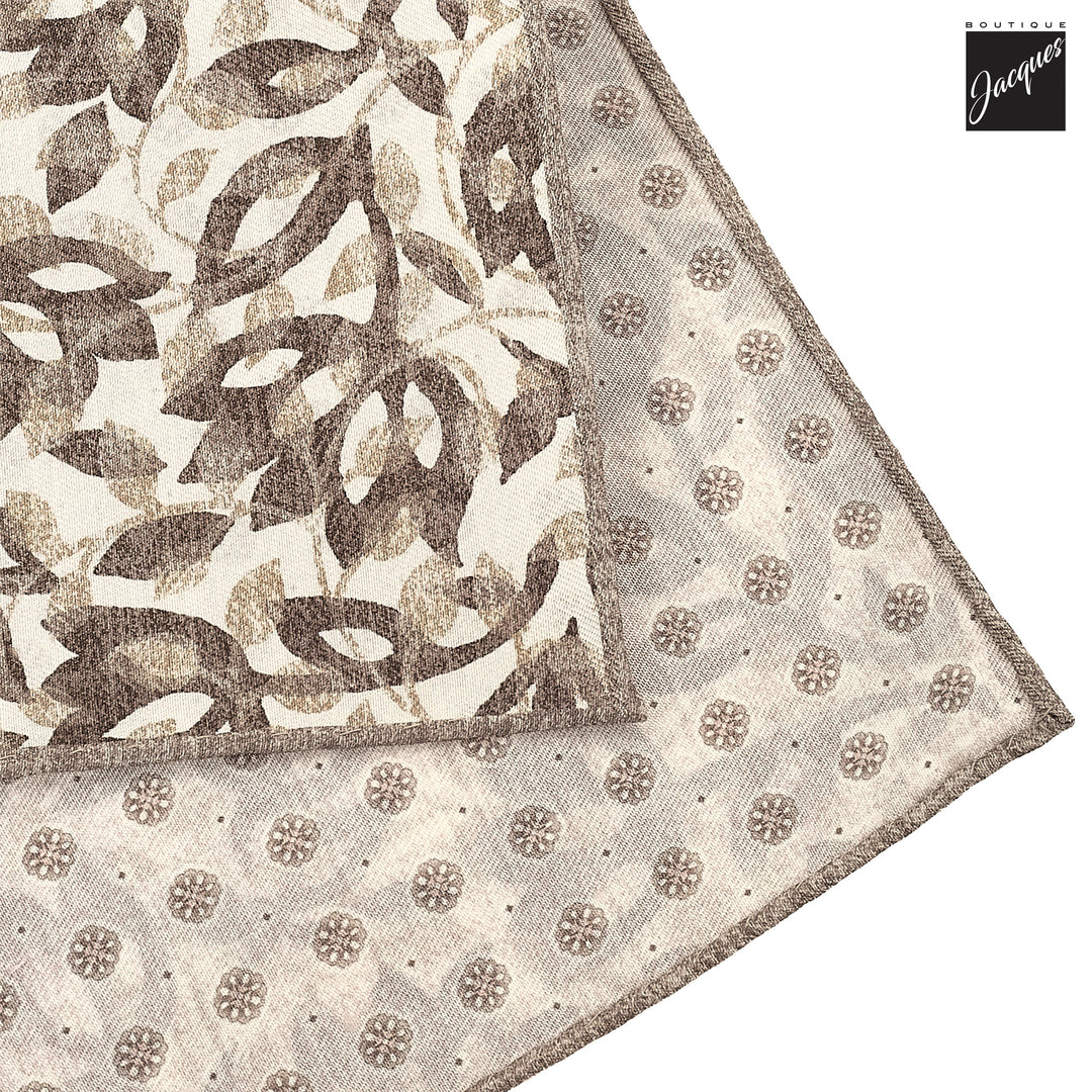 Brown Silk/Cotton Printed Floral Motif Reversible Hankie - Paolo Albizzati - Boutique Jacques International