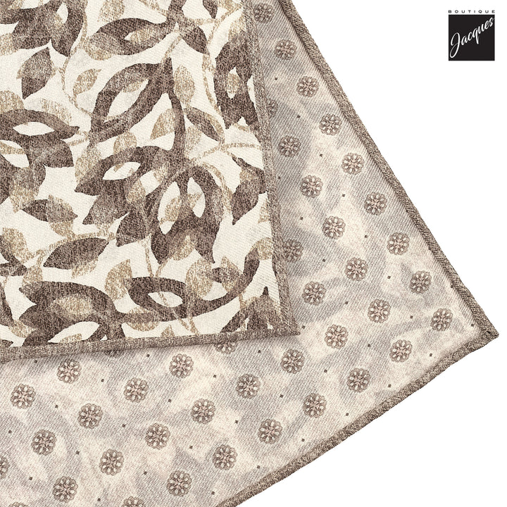 Brown Silk/Cotton Printed Floral Motif Reversible Hankie - Paolo Albizzati - Boutique Jacques International