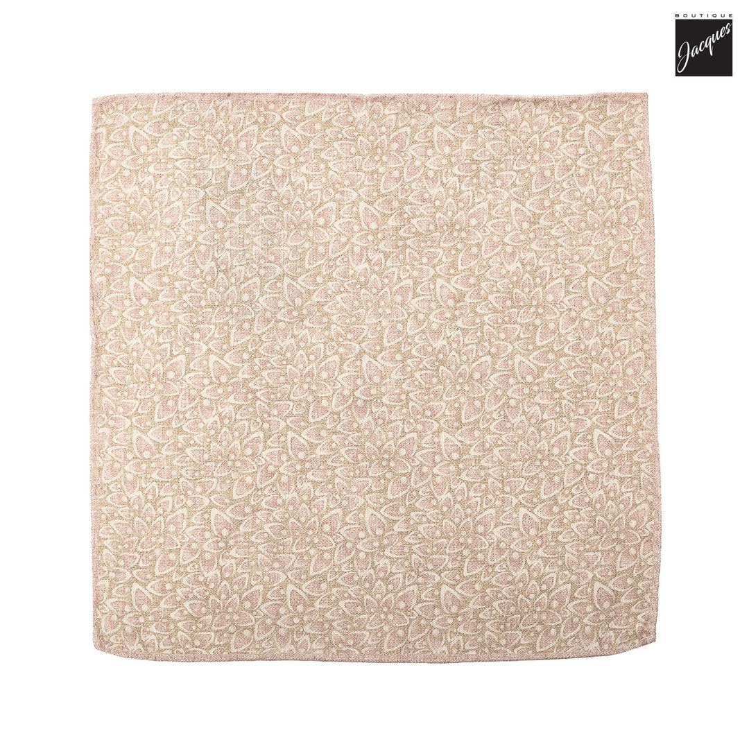 Pink & Beige Abstract/Paisley Reversible Woven Silk Hankie - Paolo Albizzati - Boutique Jacques International