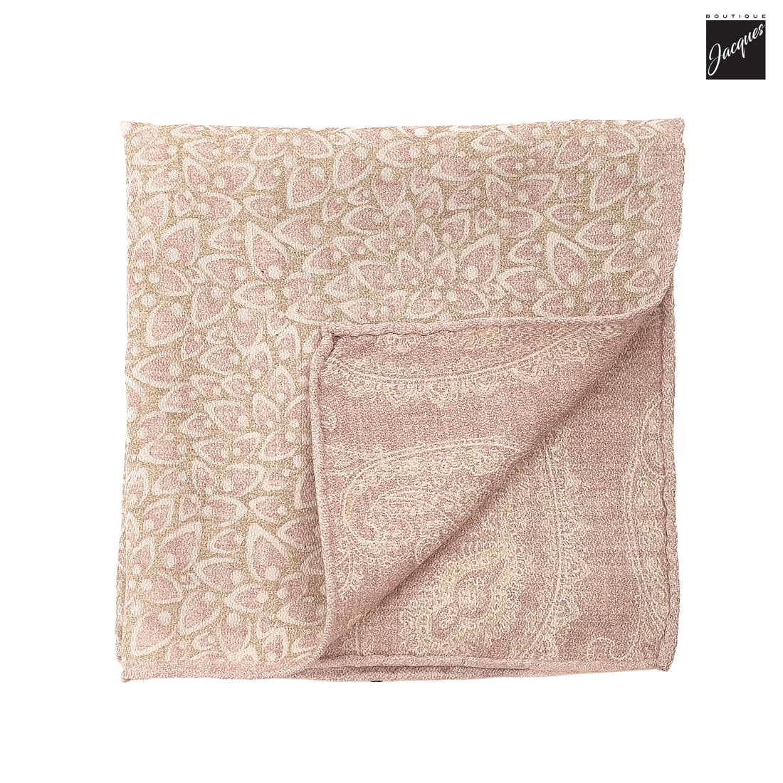 Pink & Beige Abstract/Paisley Reversible Woven Silk Hankie - Paolo Albizzati - Boutique Jacques International