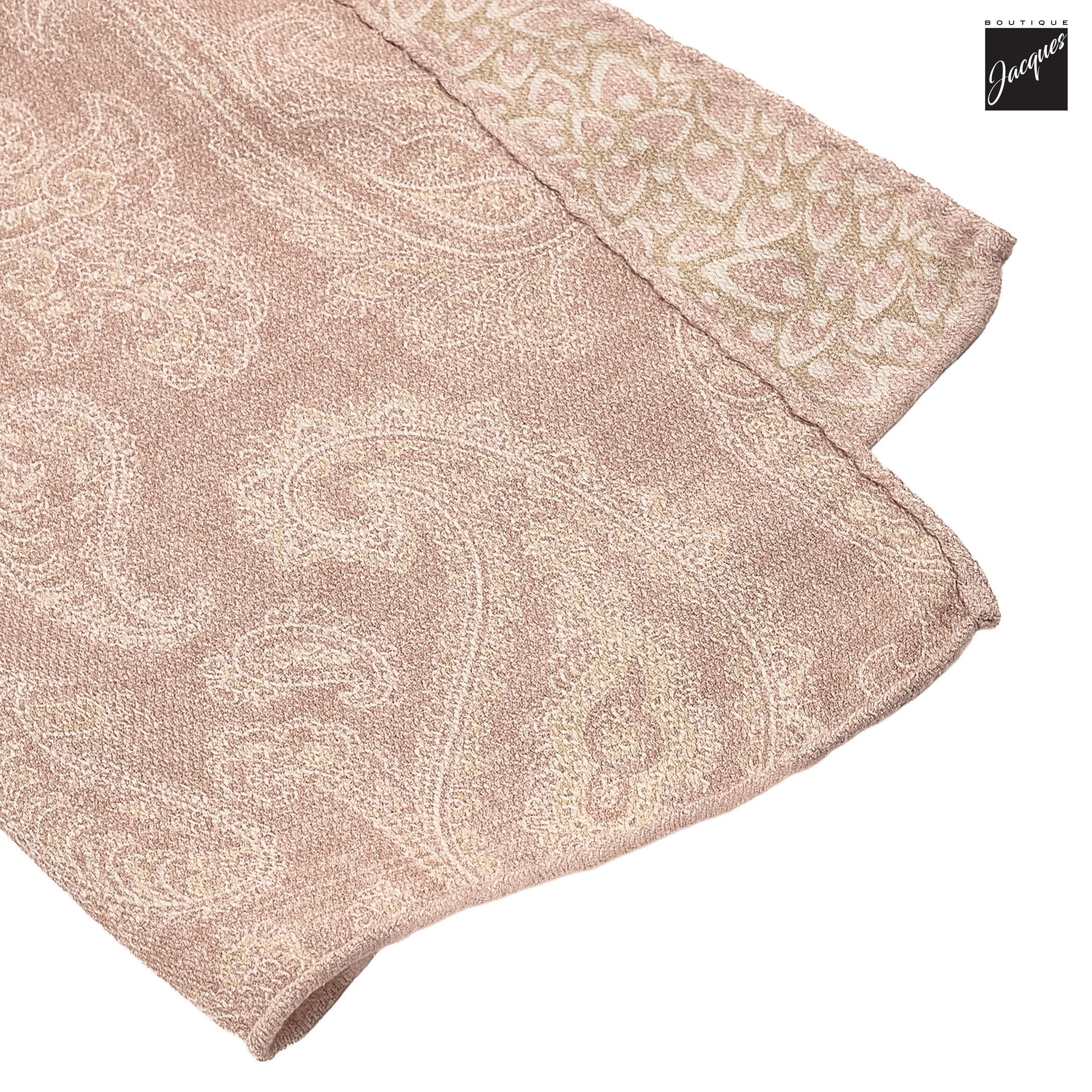 Pink & Beige Abstract/Paisley Reversible Woven Silk Hankie - Paolo Albizzati - Boutique Jacques International