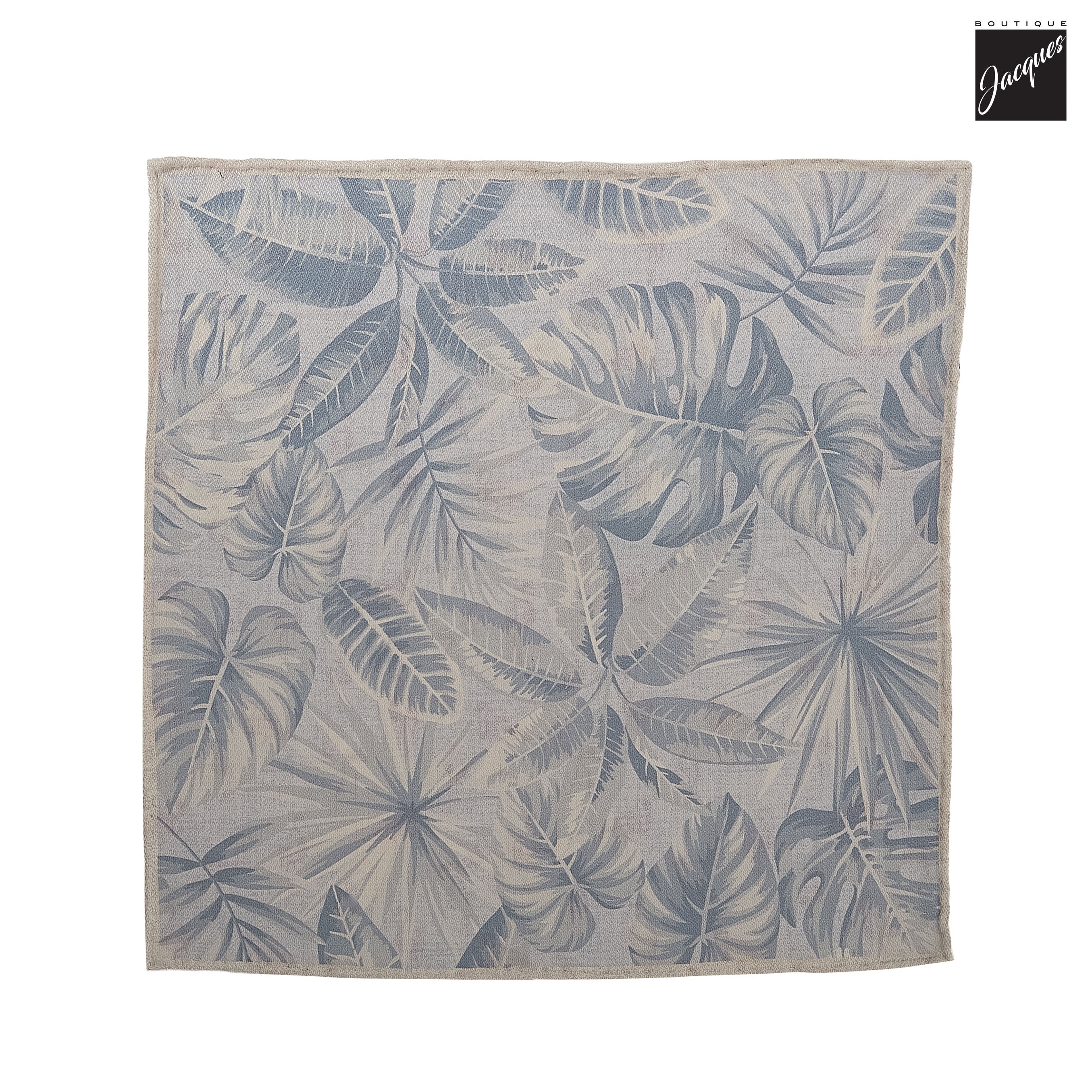 Blue & Coral Leaf/Flamingo Motif Reversible Woven Silk Hankie - Paolo Albizzati - Boutique Jacques International