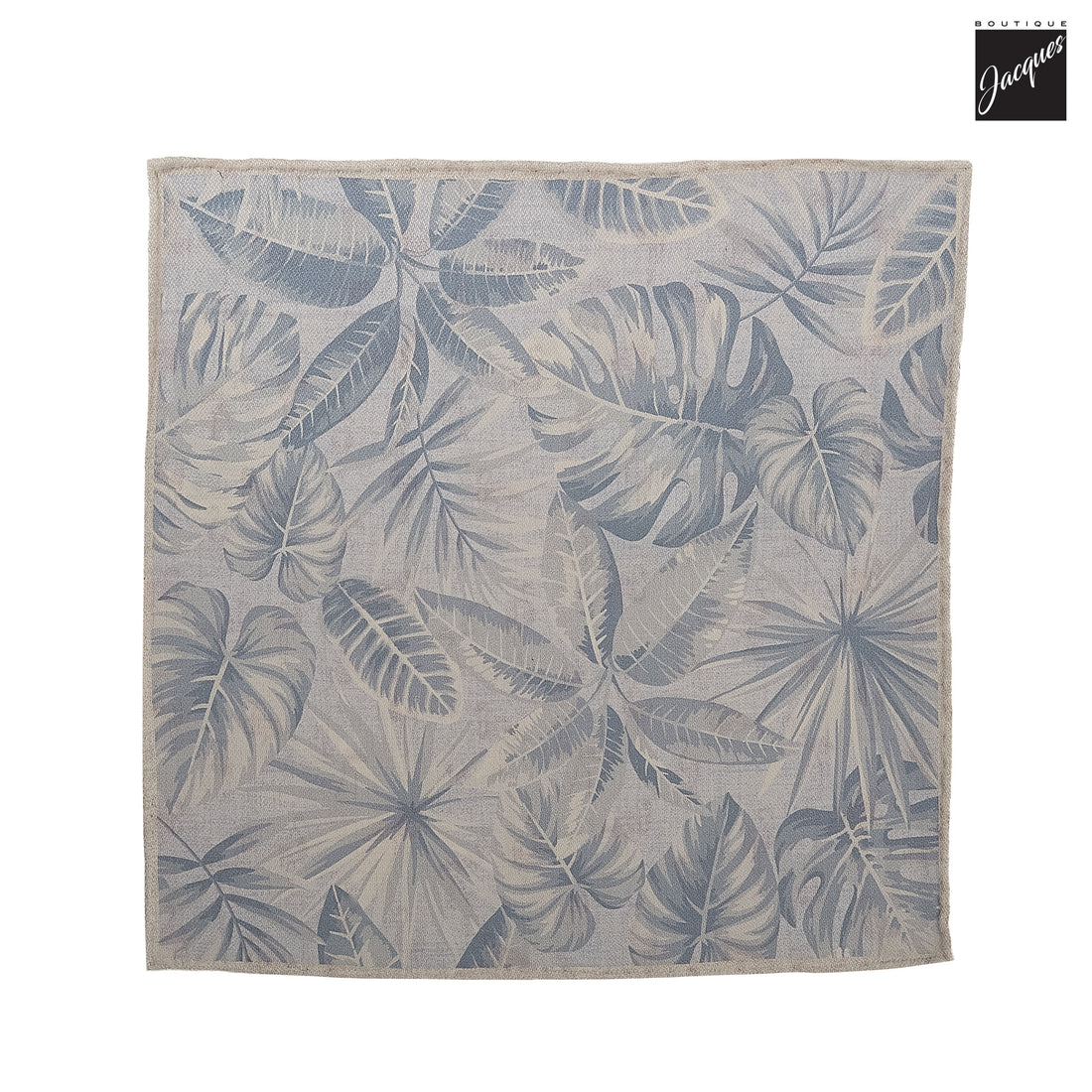 Blue & Coral Leaf/Flamingo Motif Reversible Woven Silk Hankie - Paolo Albizzati - Boutique Jacques International