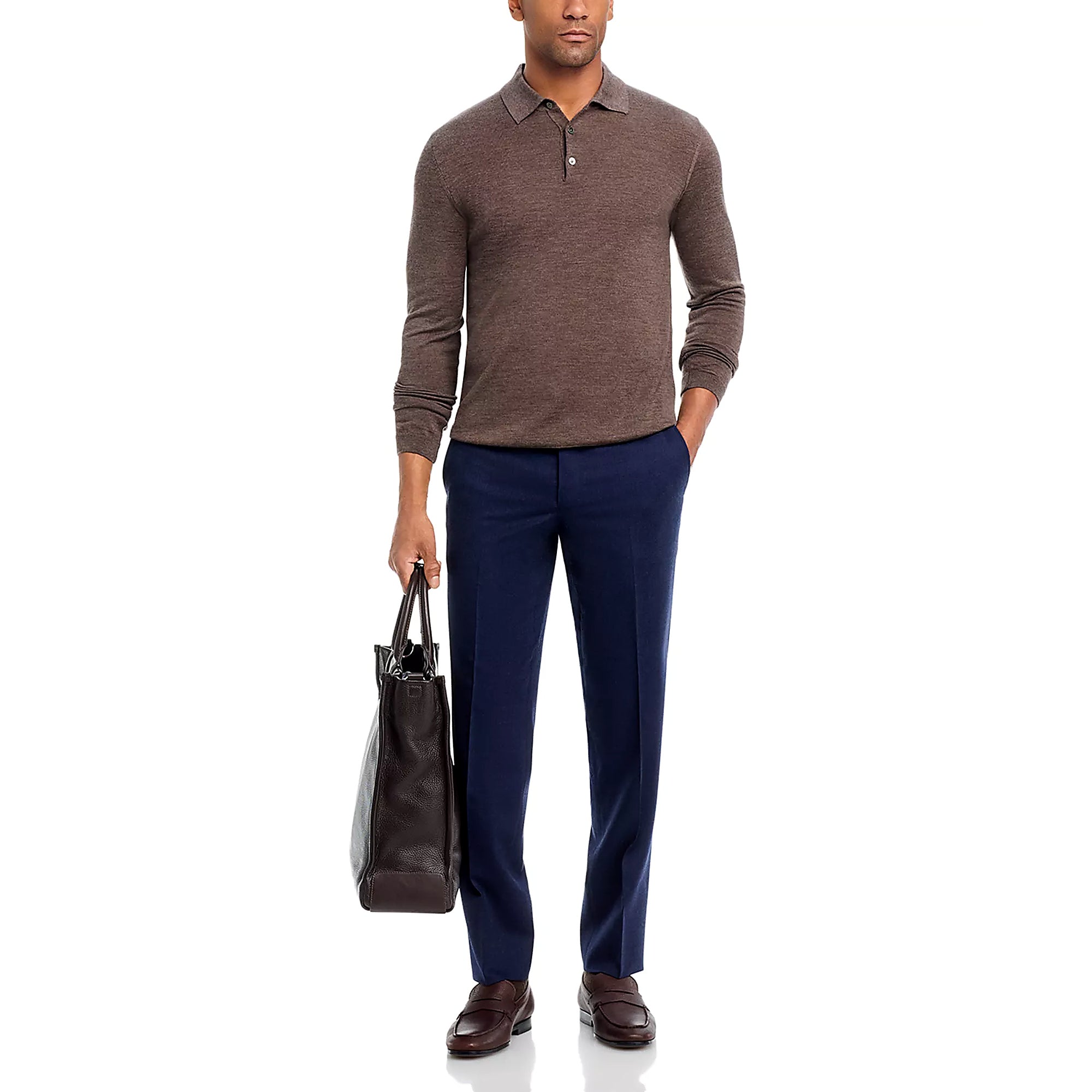 Blue Super 120's Wool Flannel Oslo Contemporary Fit Dress Pant - Jack Victor
