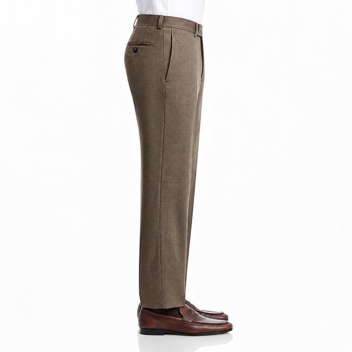 Taupe Super 120's Wool Flannel Oslo Contemporary Fit Dress Pant - Jack Victor