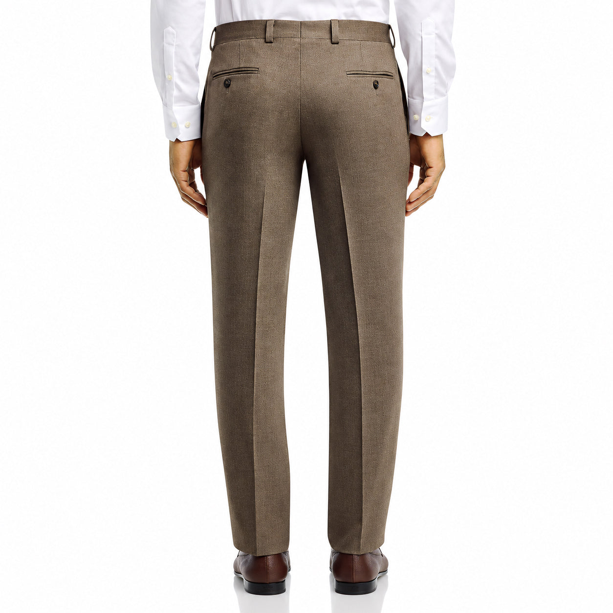 Taupe Super 120's Wool Flannel Oslo Contemporary Fit Dress Pant - Jack Victor