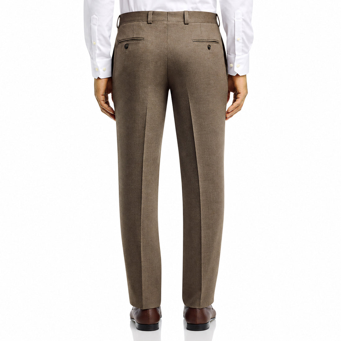 Taupe Super 120's Wool Flannel Oslo Contemporary Fit Dress Pant - Jack Victor