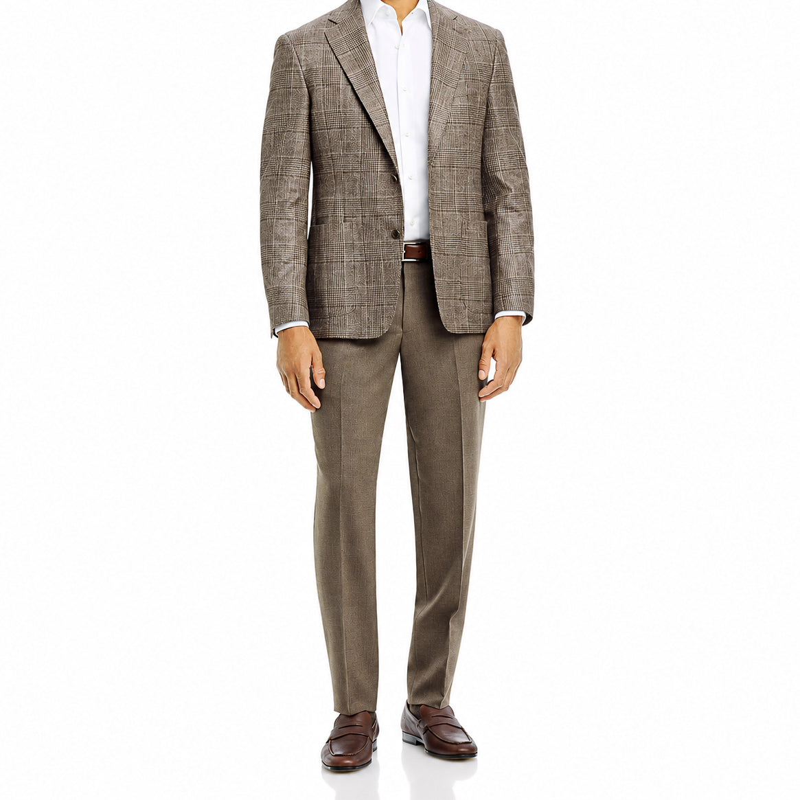Taupe Super 120's Wool Flannel Oslo Contemporary Fit Dress Pant - Jack Victor