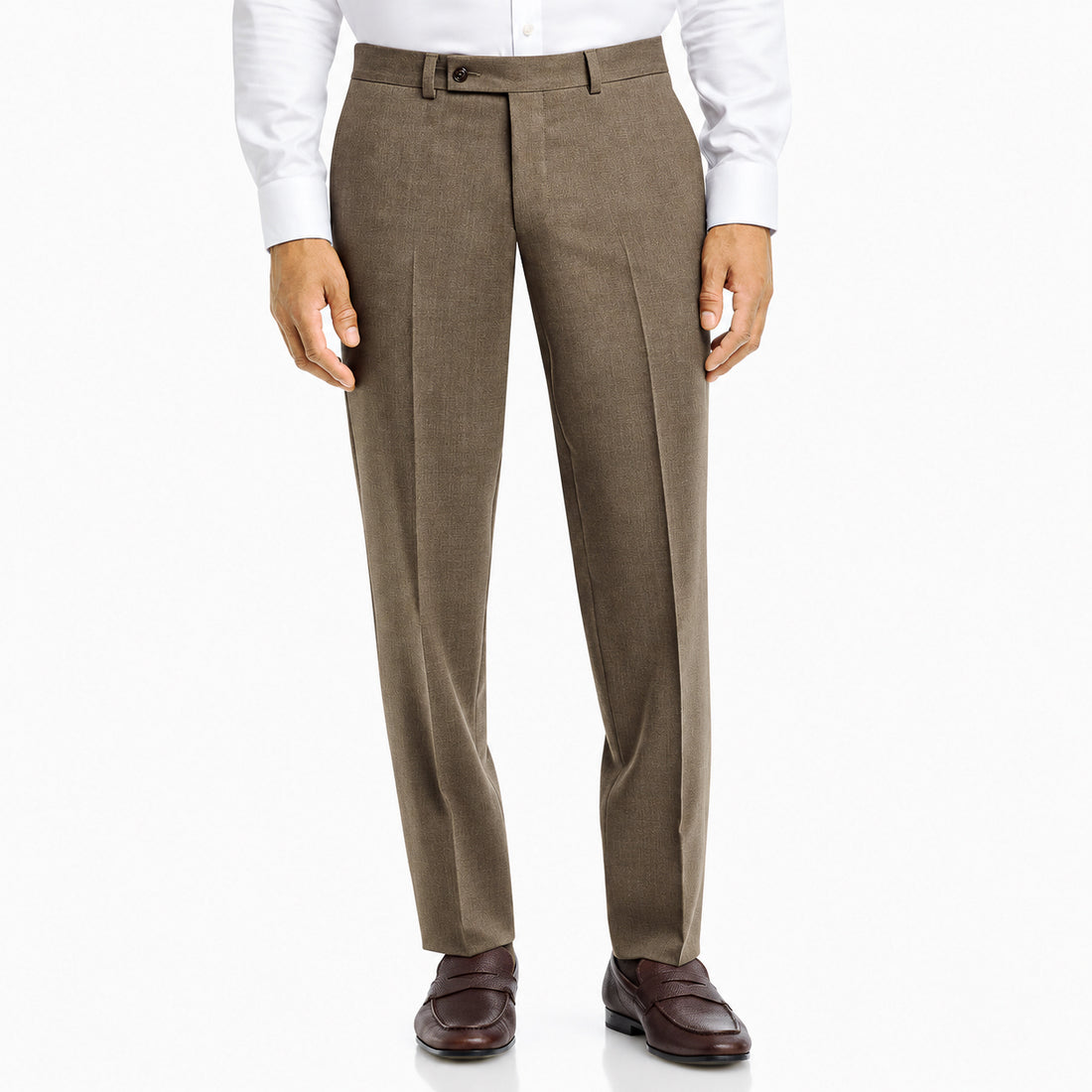 Taupe Super 120's Wool Flannel Oslo Contemporary Fit Dress Pant - Jack Victor