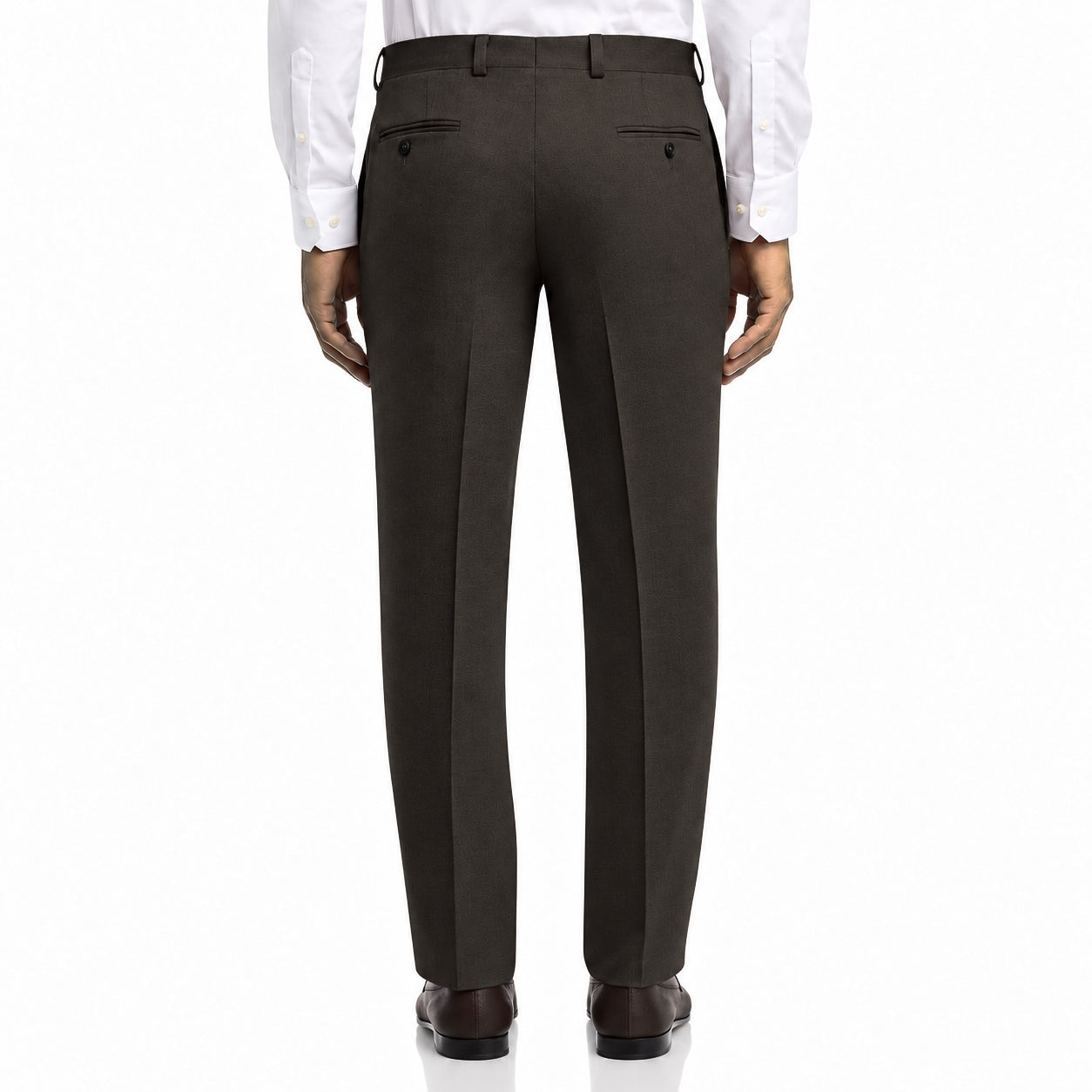 Dark Brown Super 120's Wool Flannel Oslo Contemporary Fit Dress Pant - Jack Victor