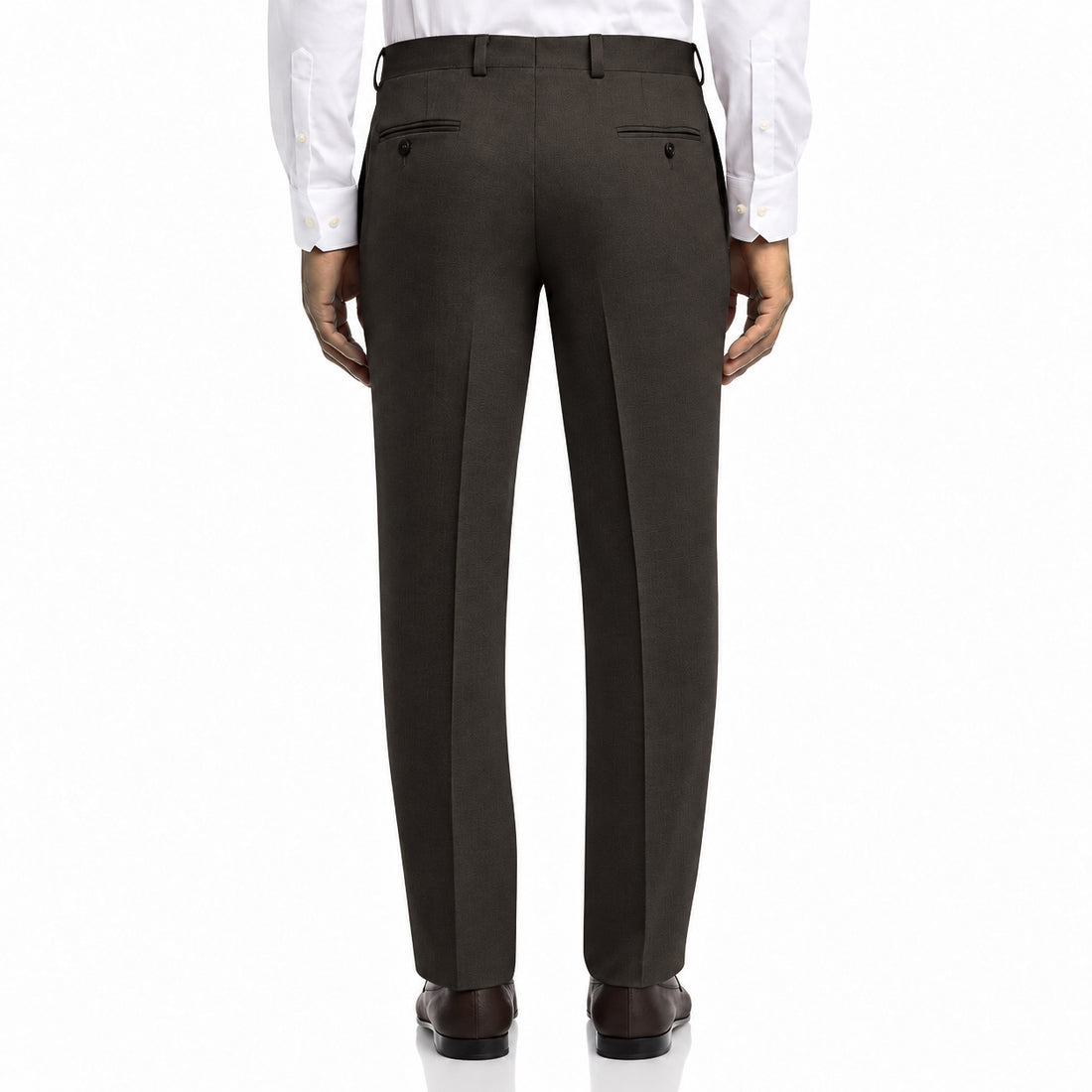 Dark Brown Super 120's Wool Flannel Oslo Contemporary Fit Dress Pant - Jack Victor