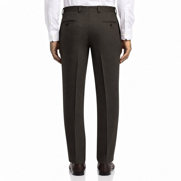Dark Brown Super 120's Wool Flannel Oslo Contemporary Fit Dress Pant - Jack Victor