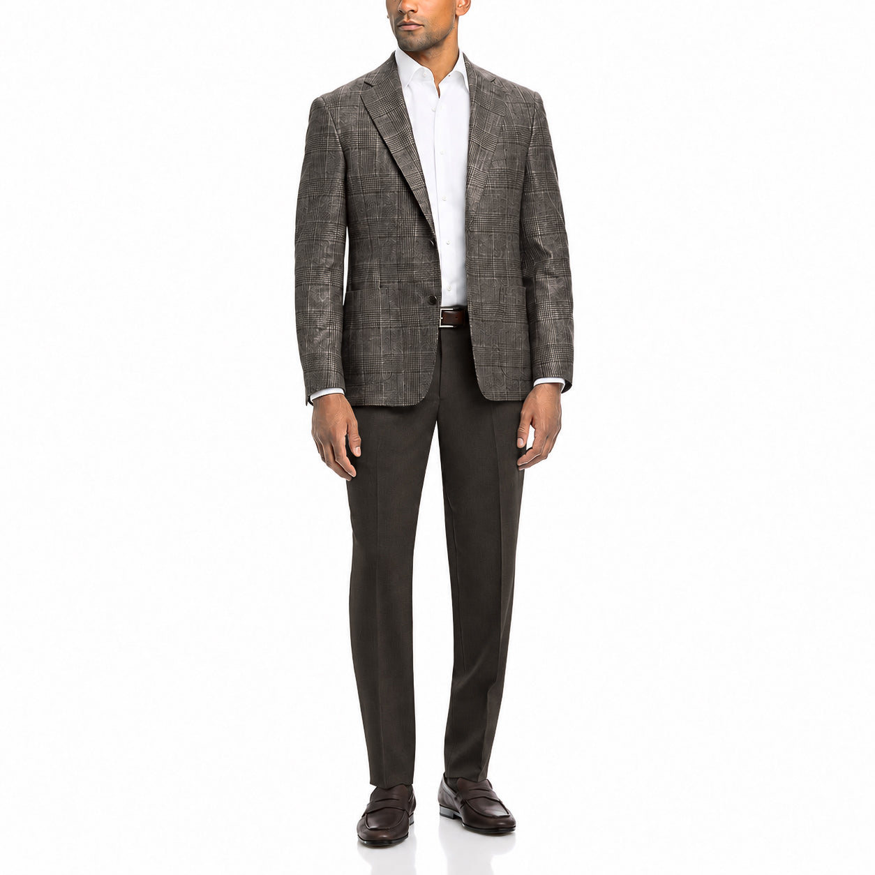 Dark Brown Super 120's Wool Flannel Oslo Contemporary Fit Dress Pant - Jack Victor