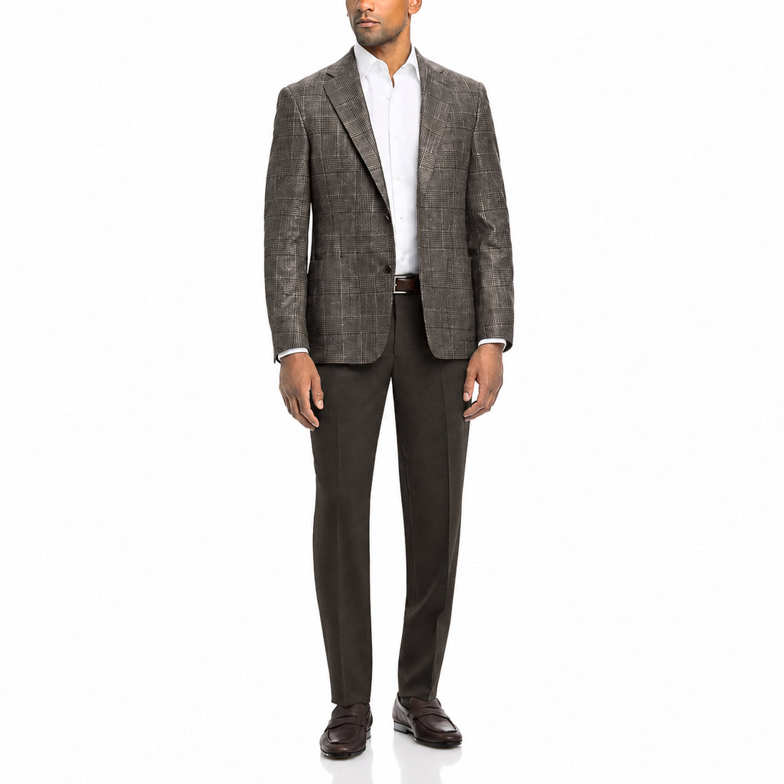 Dark Brown Super 120's Wool Flannel Oslo Contemporary Fit Dress Pant - Jack Victor