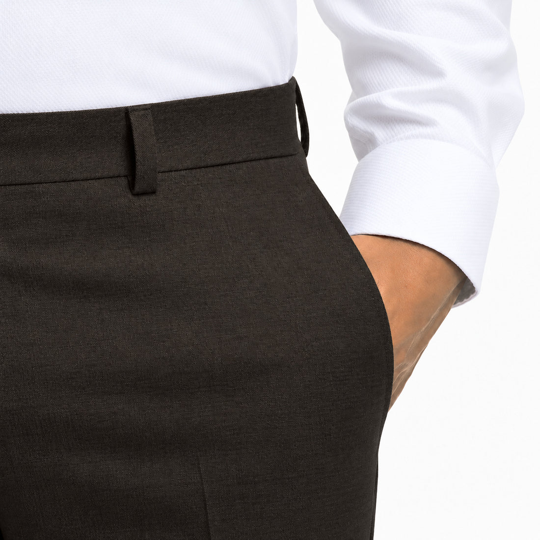 Dark Brown Super 120's Wool Flannel Oslo Contemporary Fit Dress Pant - Jack Victor