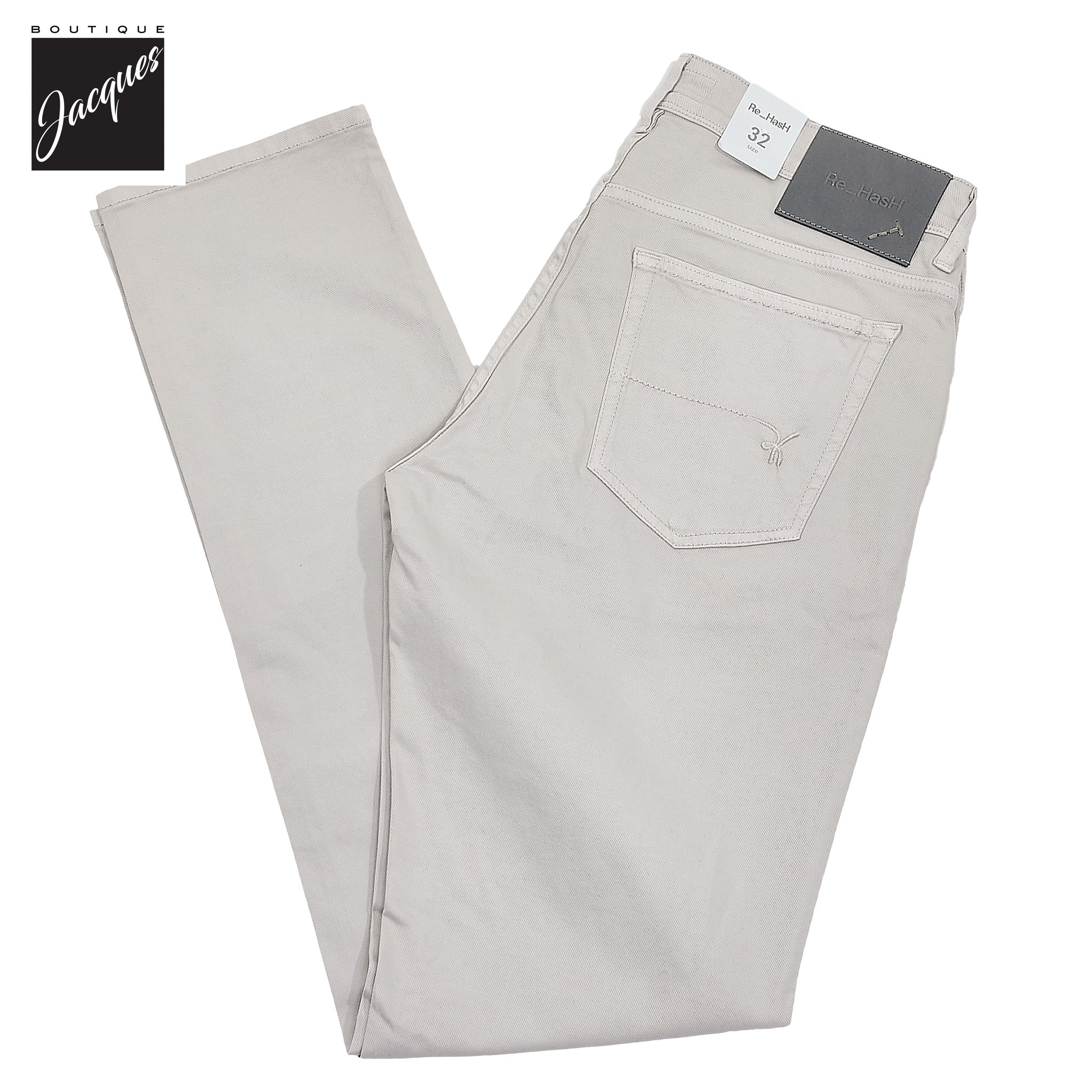 Putty Gray Cotton-Lyocell Twill 5-Pocket Pants - Re-Hash