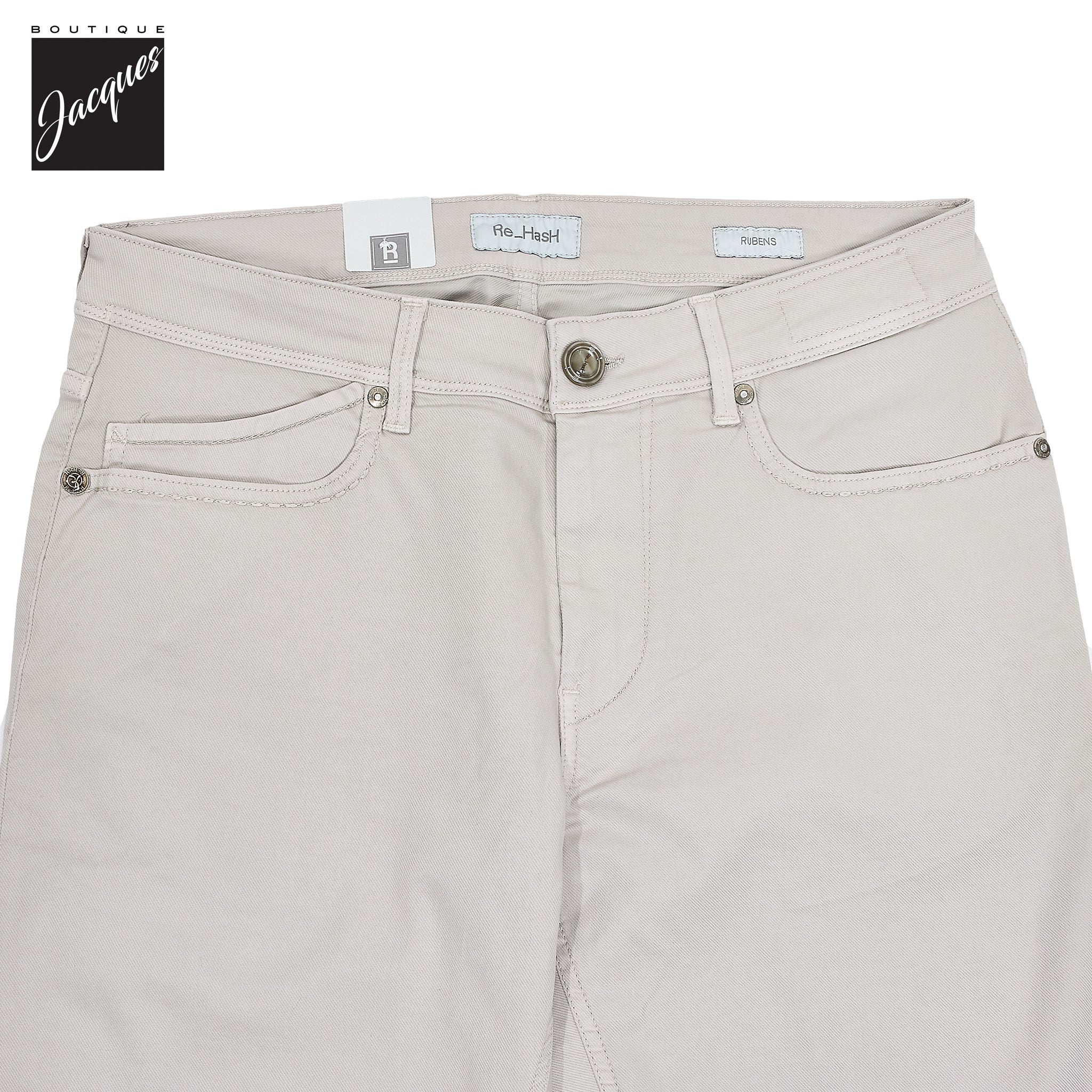 Putty Gray Cotton-Lyocell Twill 5-Pocket Pants - Re-Hash