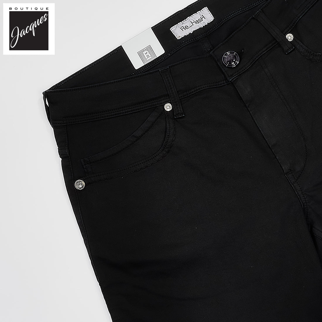 Black Cotton-Lyocell Twill 5-Pocket Pants - Re-Hash