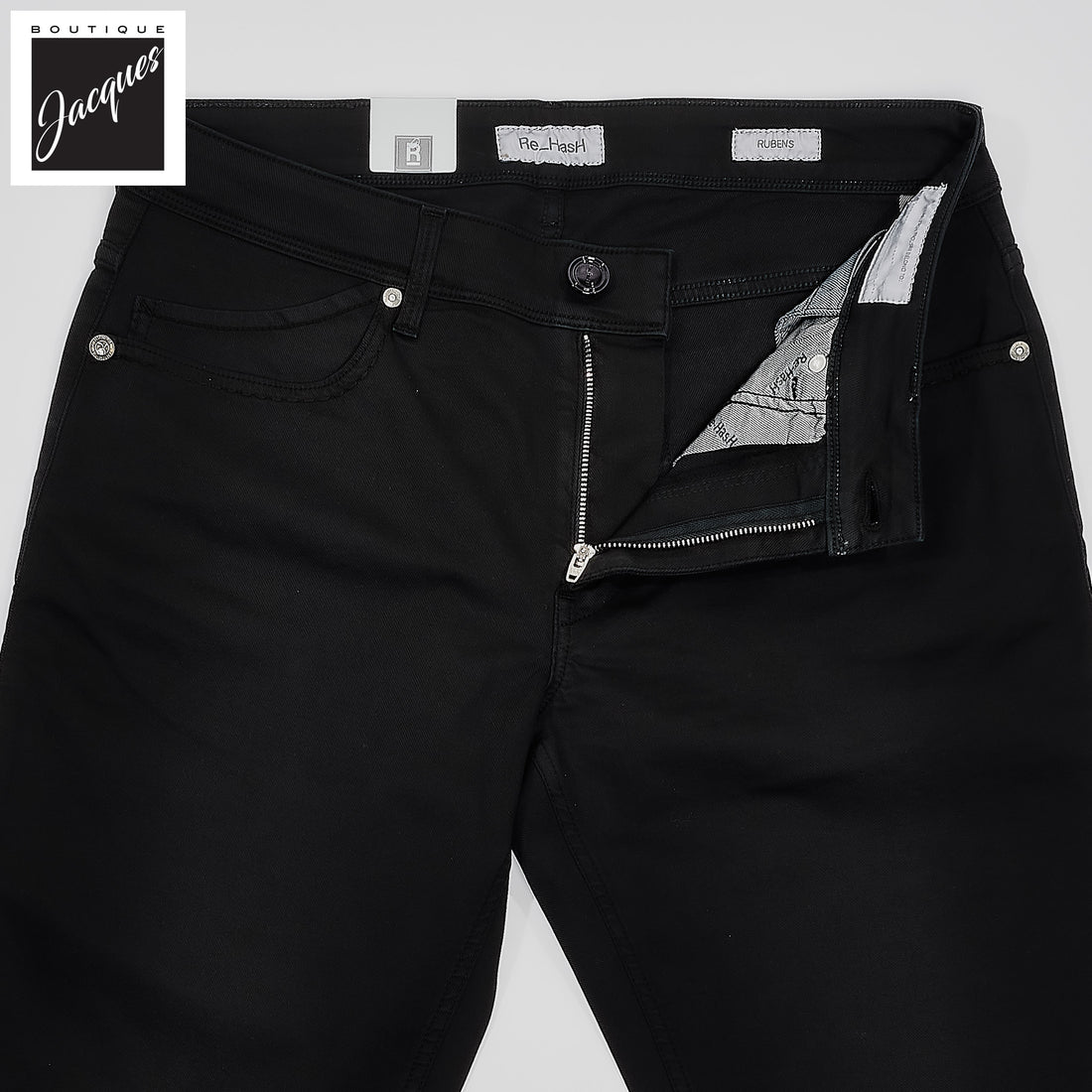 Black Cotton-Lyocell Twill 5-Pocket Pants - Re-Hash