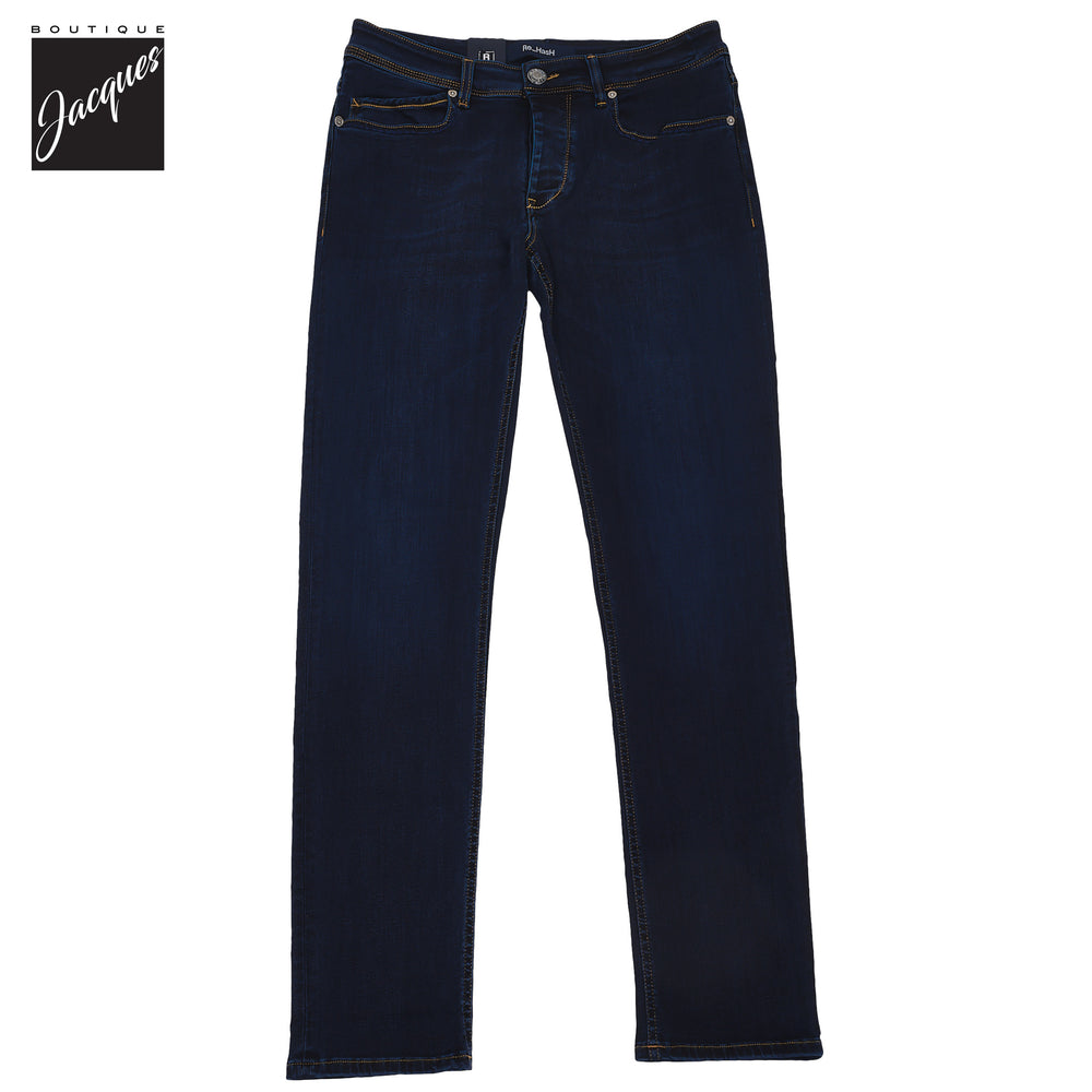 Dark Blue Light Weight Cotton-Lyocell Slim Fit Jeans - Re-Hash
