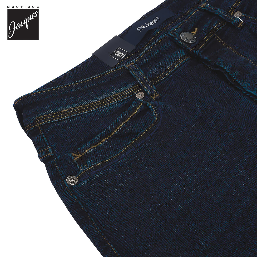 Dark Blue Light Weight Cotton-Lyocell Slim Fit Jeans - Re-Hash