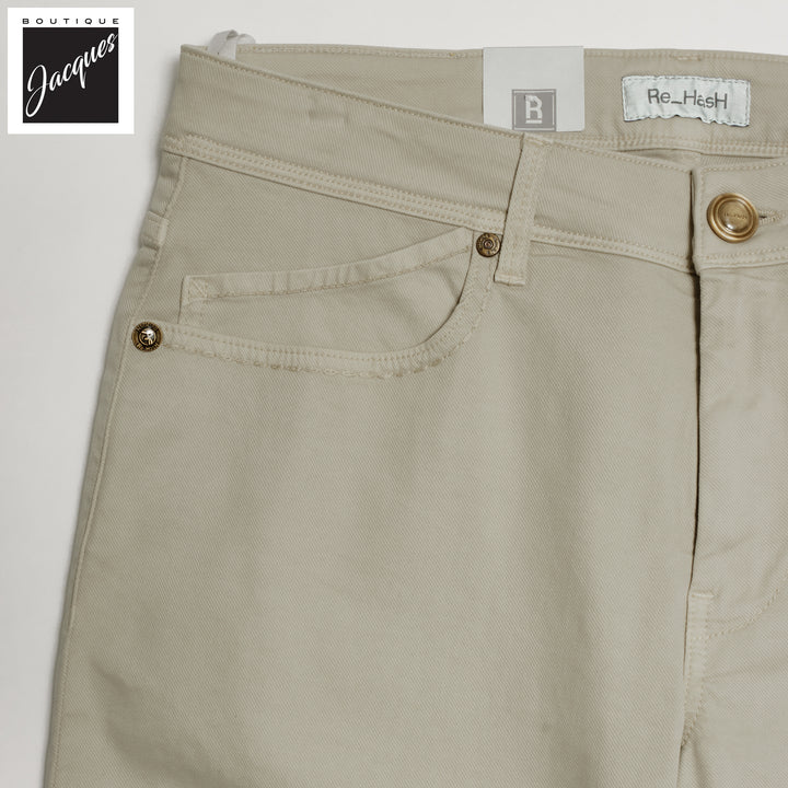 Light Khaki Cotton-Lyocell Twill 5-Pocket Pants - Re-Hash