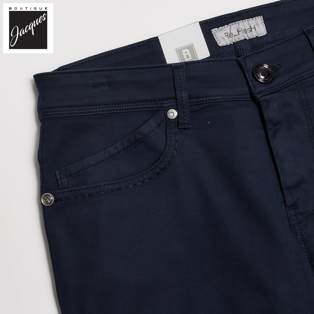 Navy Blue Cotton-Lyocell Twill 5-Pocket Pants - Re-Hash