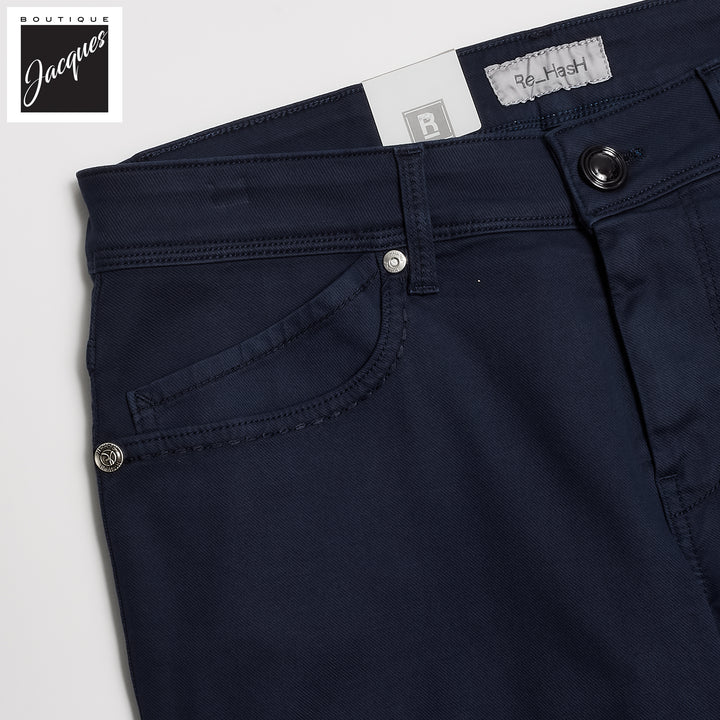 Navy Blue Cotton-Lyocell Twill 5-Pocket Pants - Re-Hash