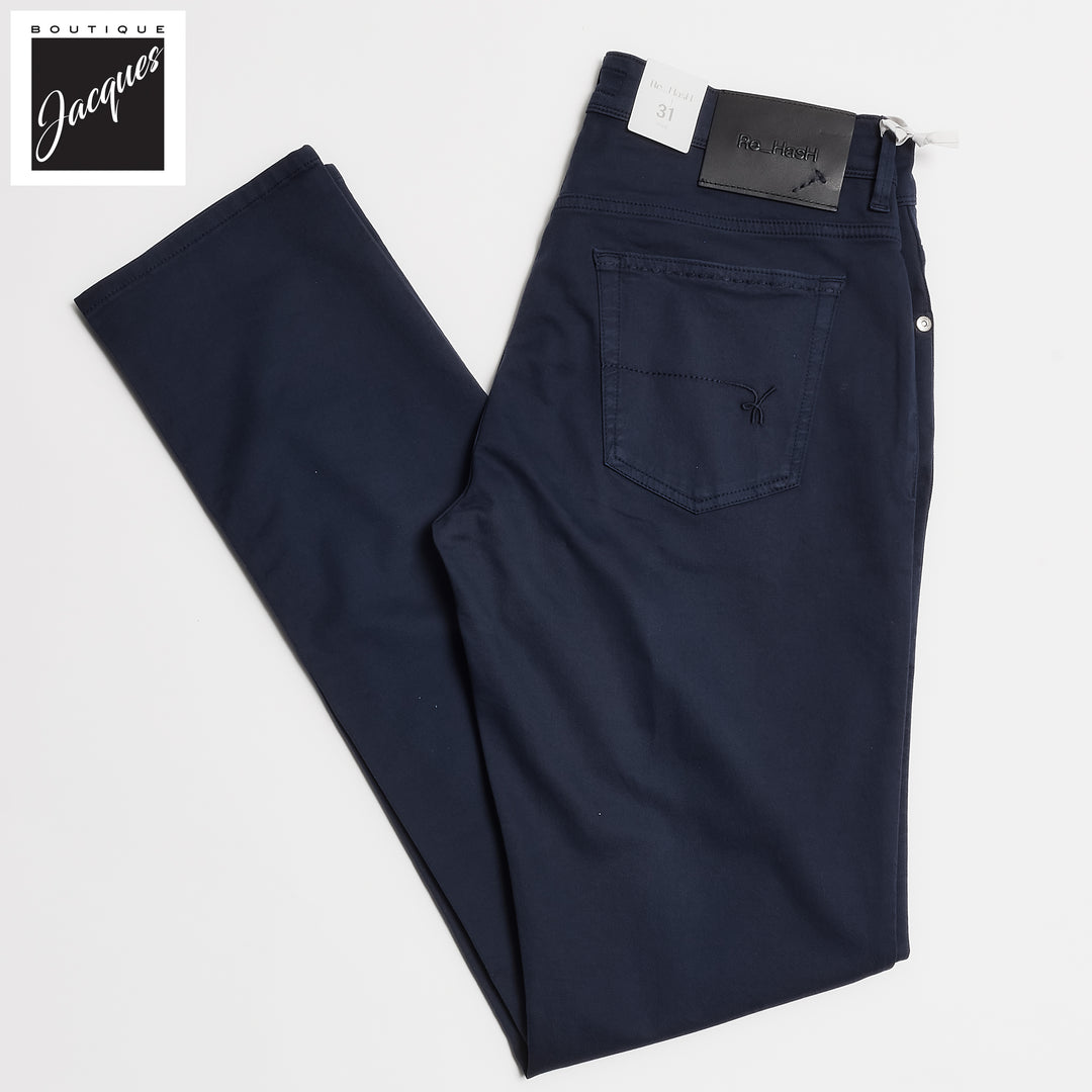 Navy Blue Cotton-Lyocell Twill 5-Pocket Pants - Re-Hash