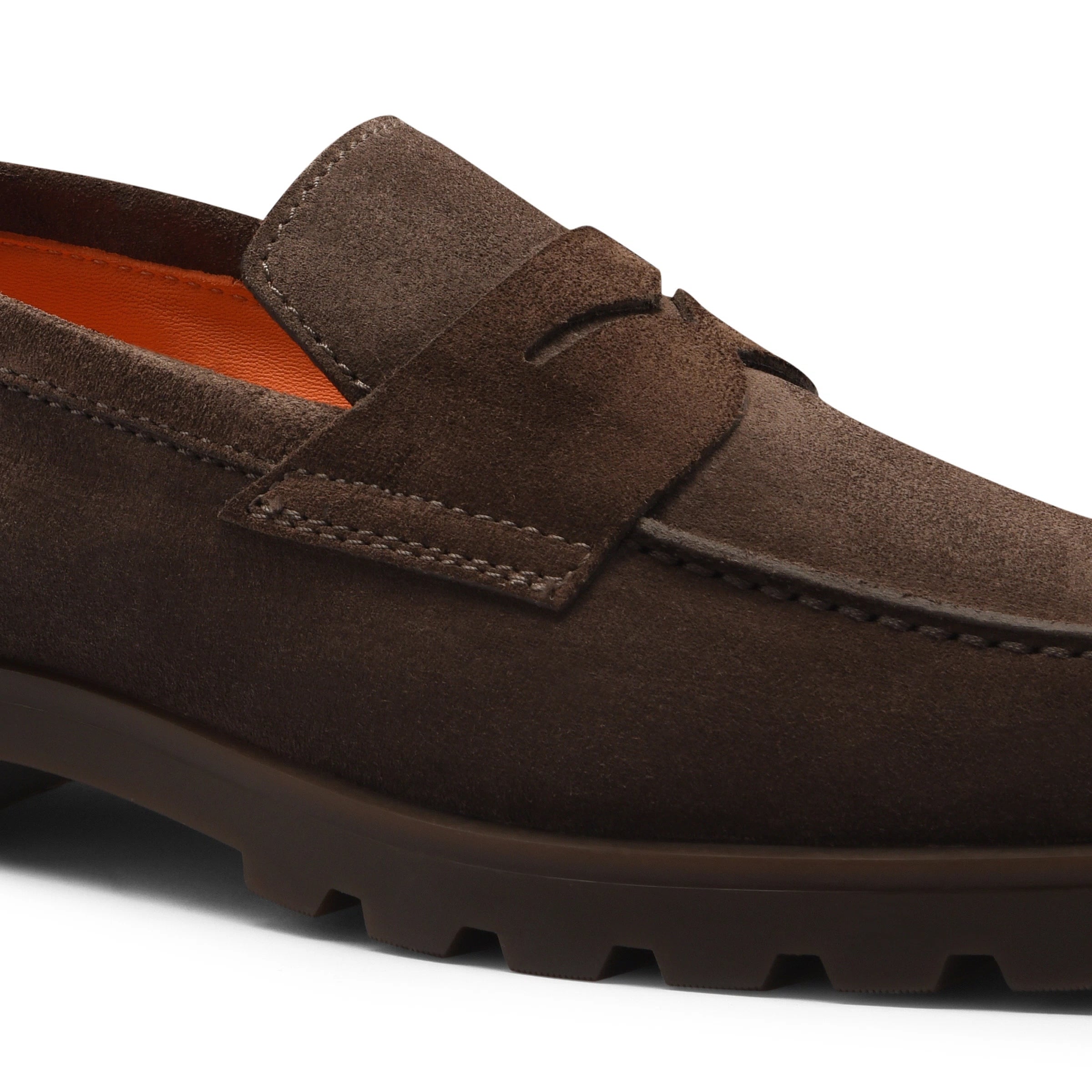 Brown Suede Rock Penny Loafers - Santoni