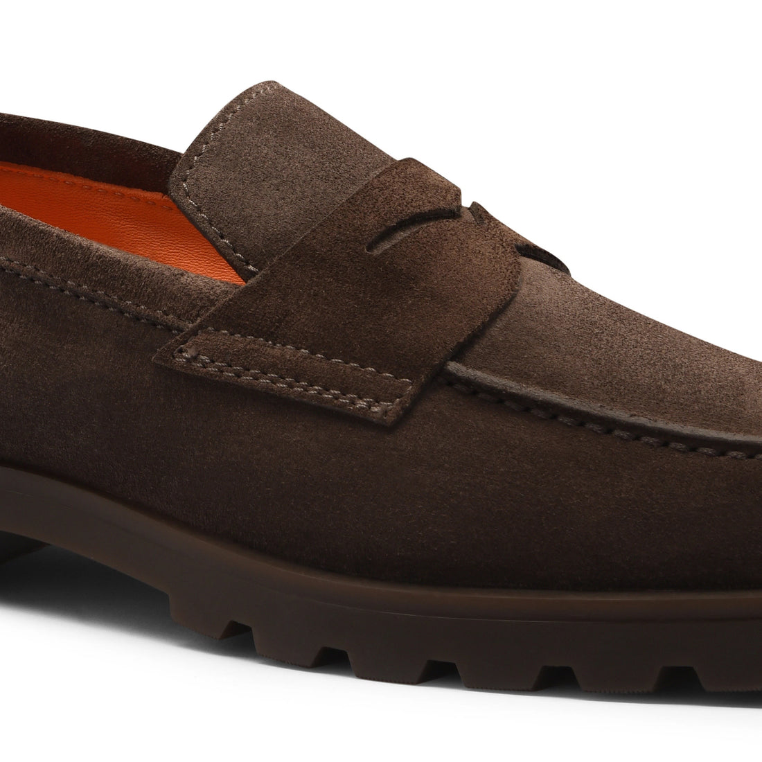 Brown Suede Rock Penny Loafers - Santoni
