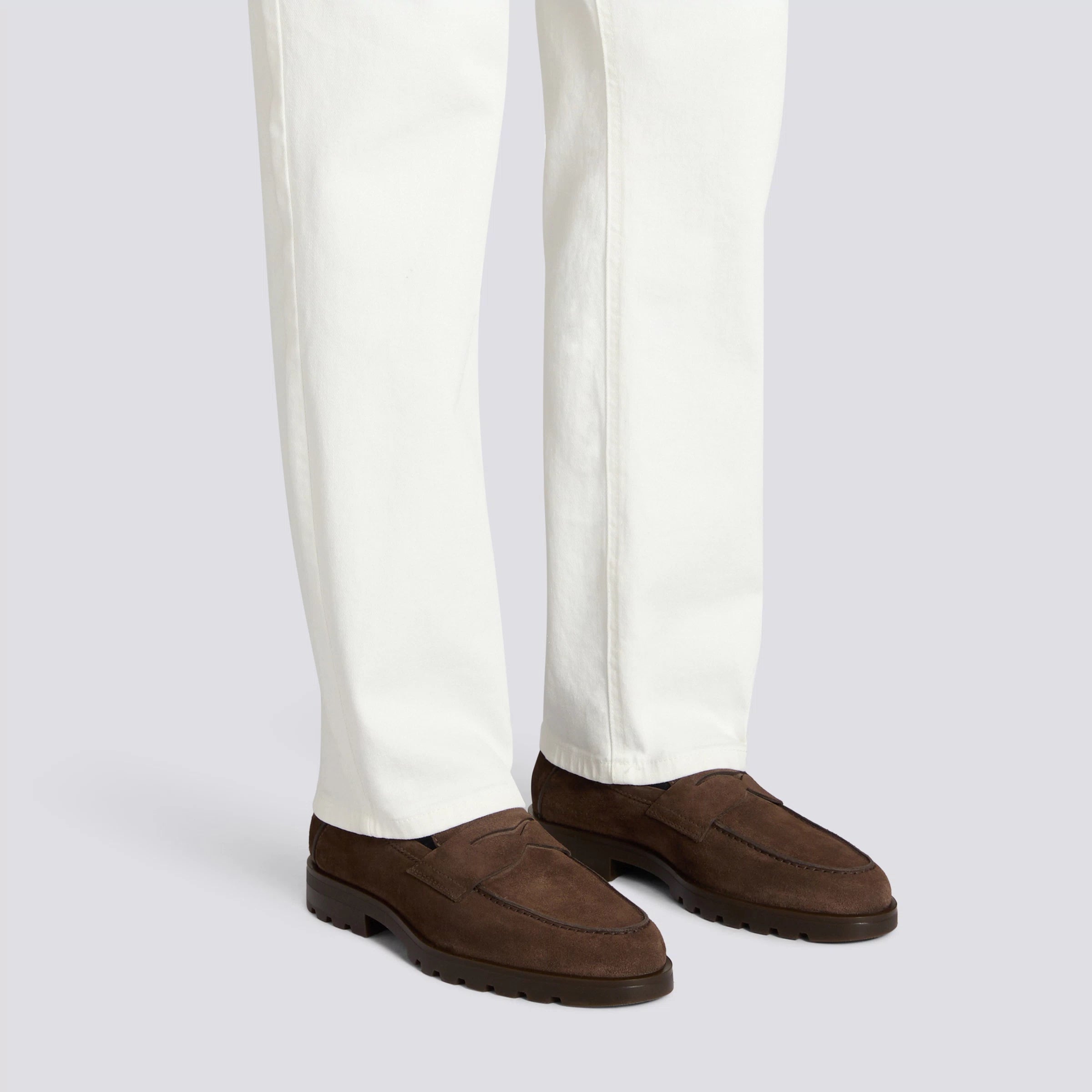 Brown Suede Rock Penny Loafers - Santoni