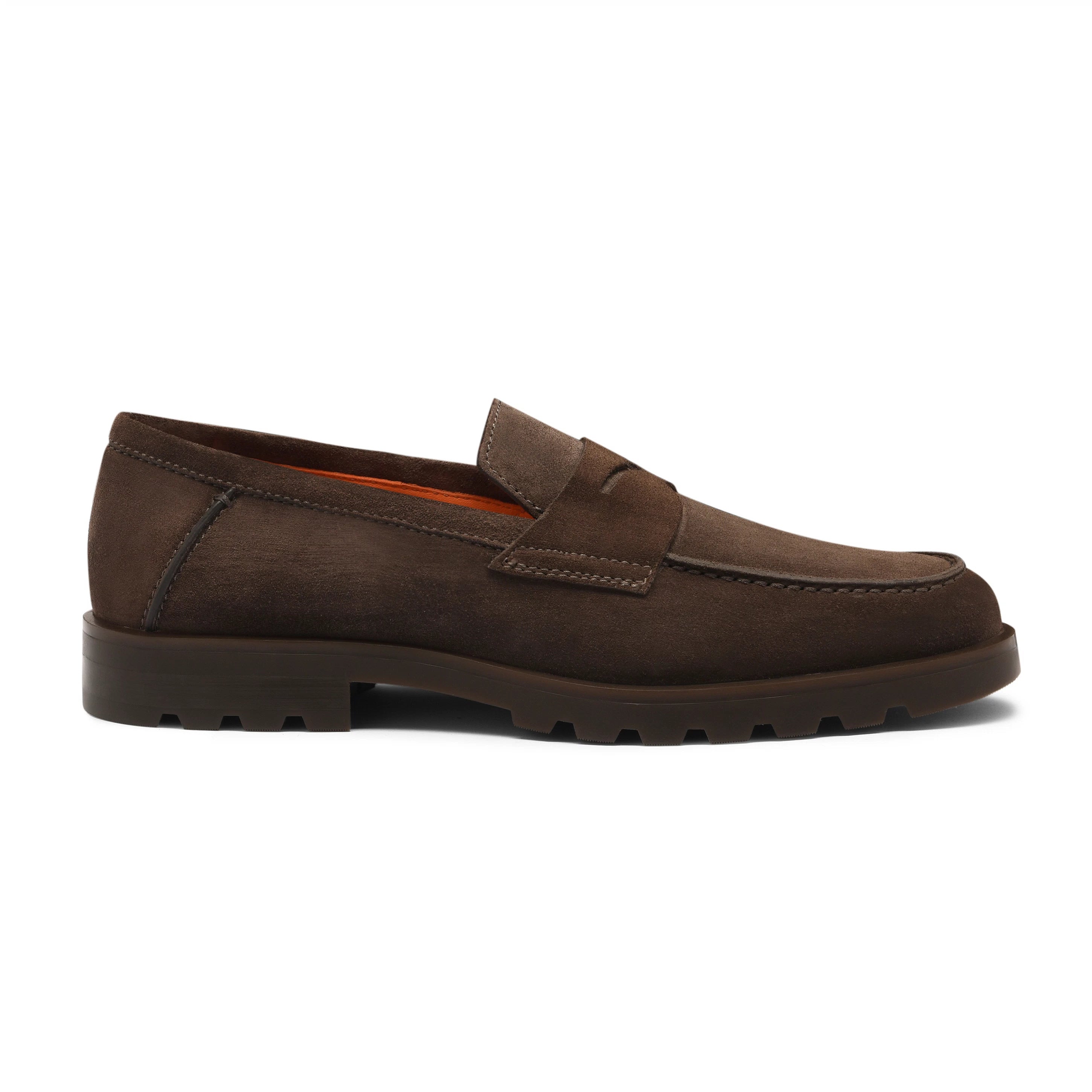 Brown Suede Rock Penny Loafers - Santoni