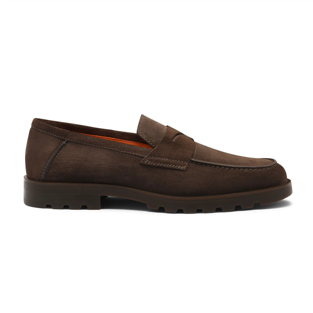 Brown Suede Rock Penny Loafers - Santoni