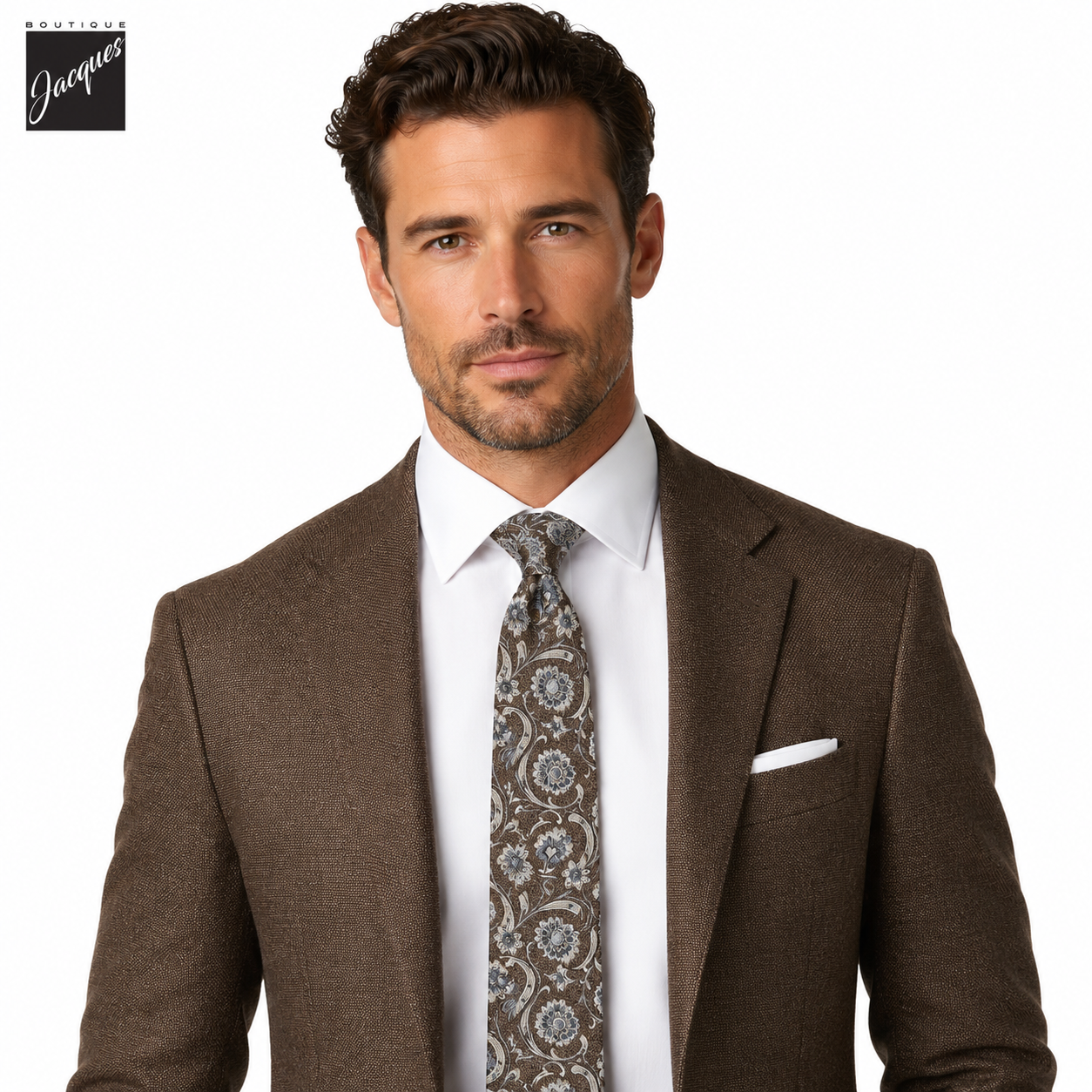 Brown & Blue Paisley Printed Silk Tie - Paolo Albizzati - Boutique Jacques International