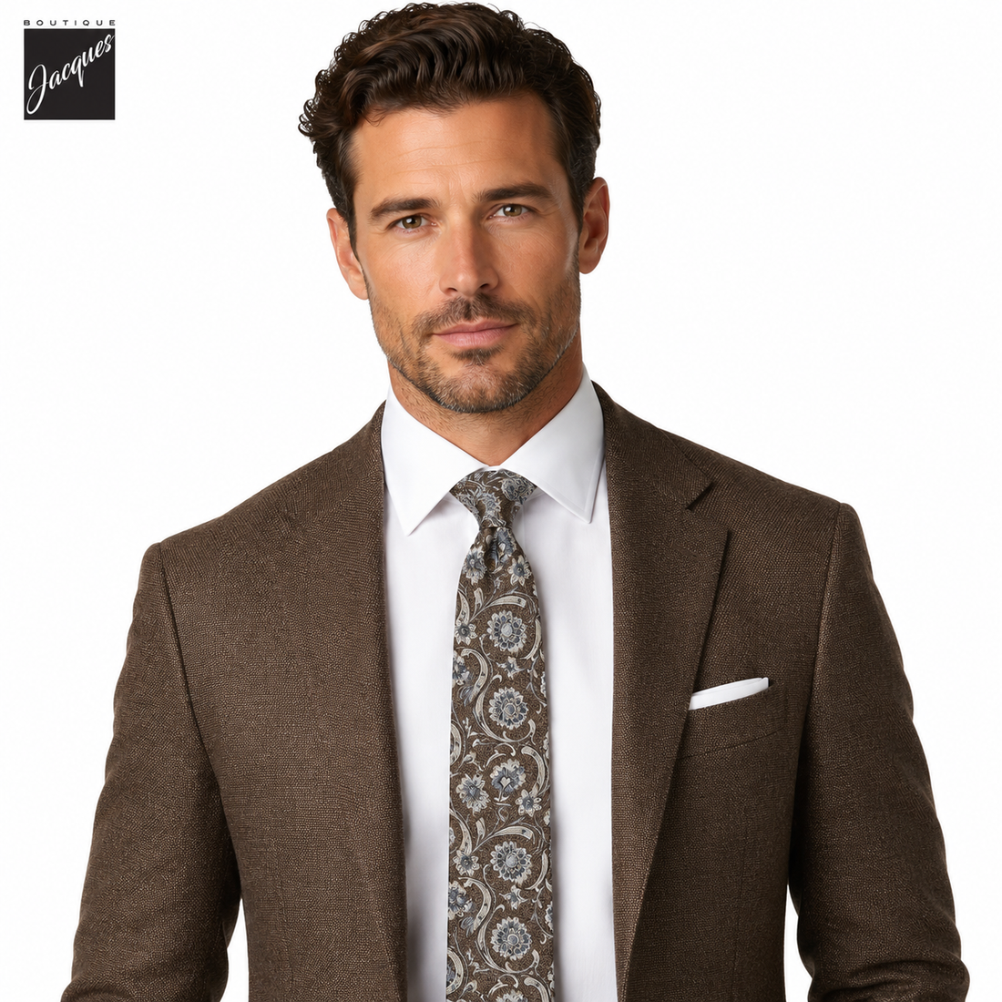 Brown & Blue Paisley Printed Silk Tie - Paolo Albizzati - Boutique Jacques International