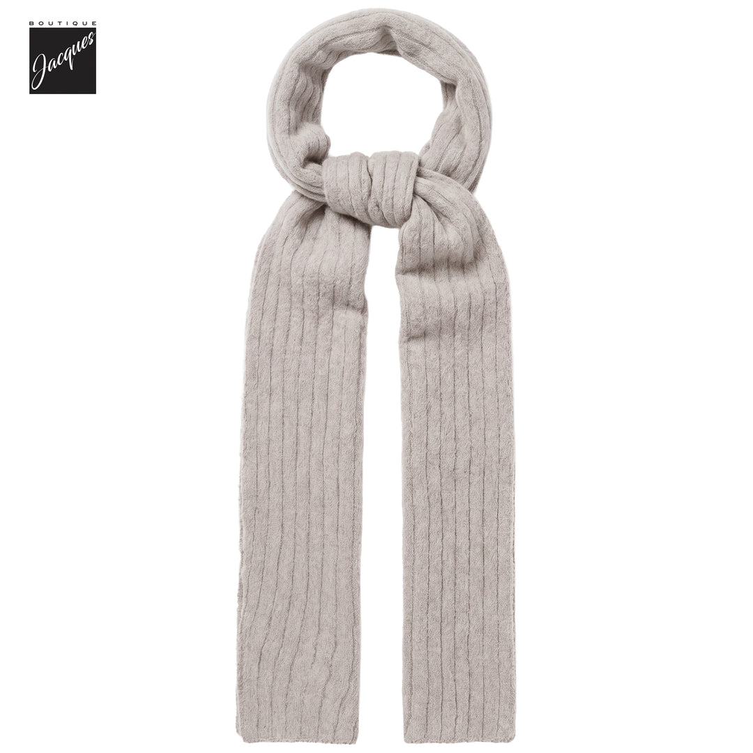 Oatmeal Pinstripe Air-Light Cashmere Scarf - Phil Petter