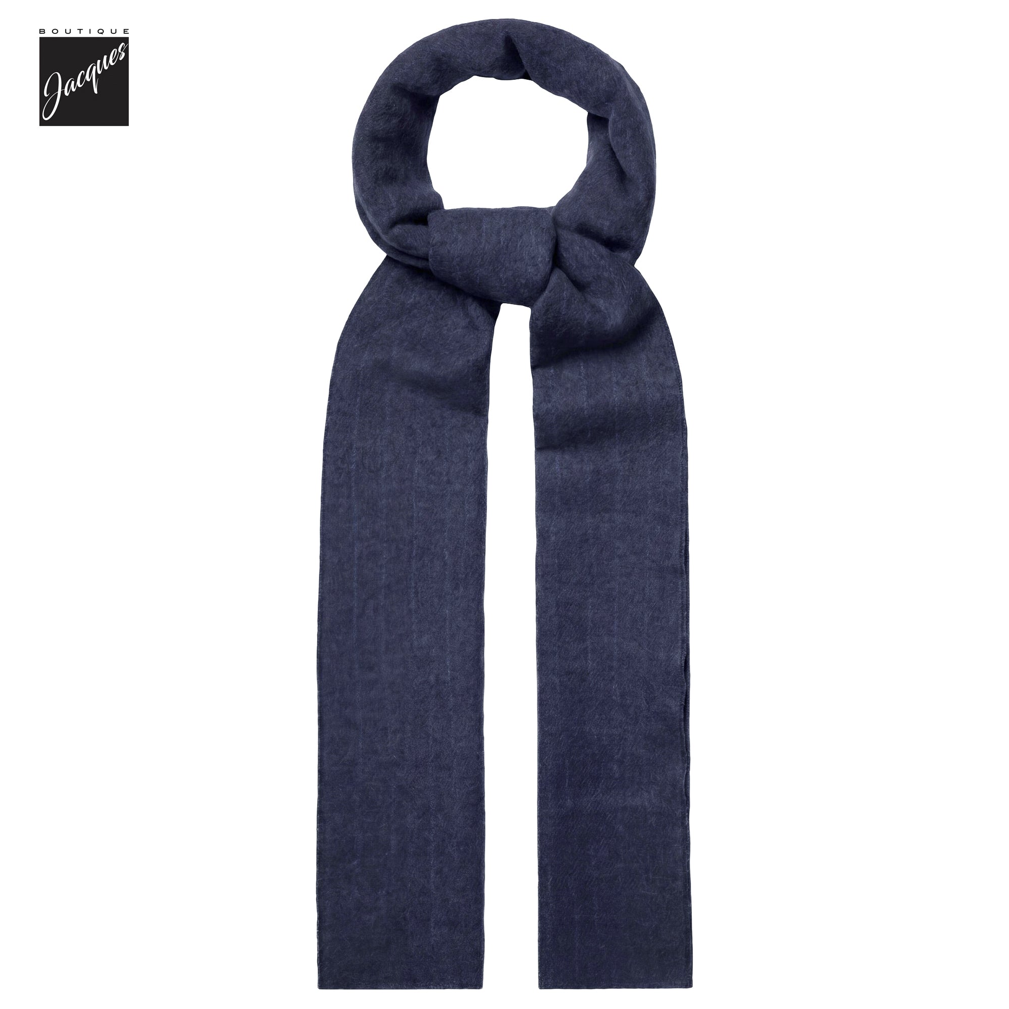 Navy Blue Pinstripe Air-Light Cashmere Scarf - Phil Petter - Boutique Jacques International