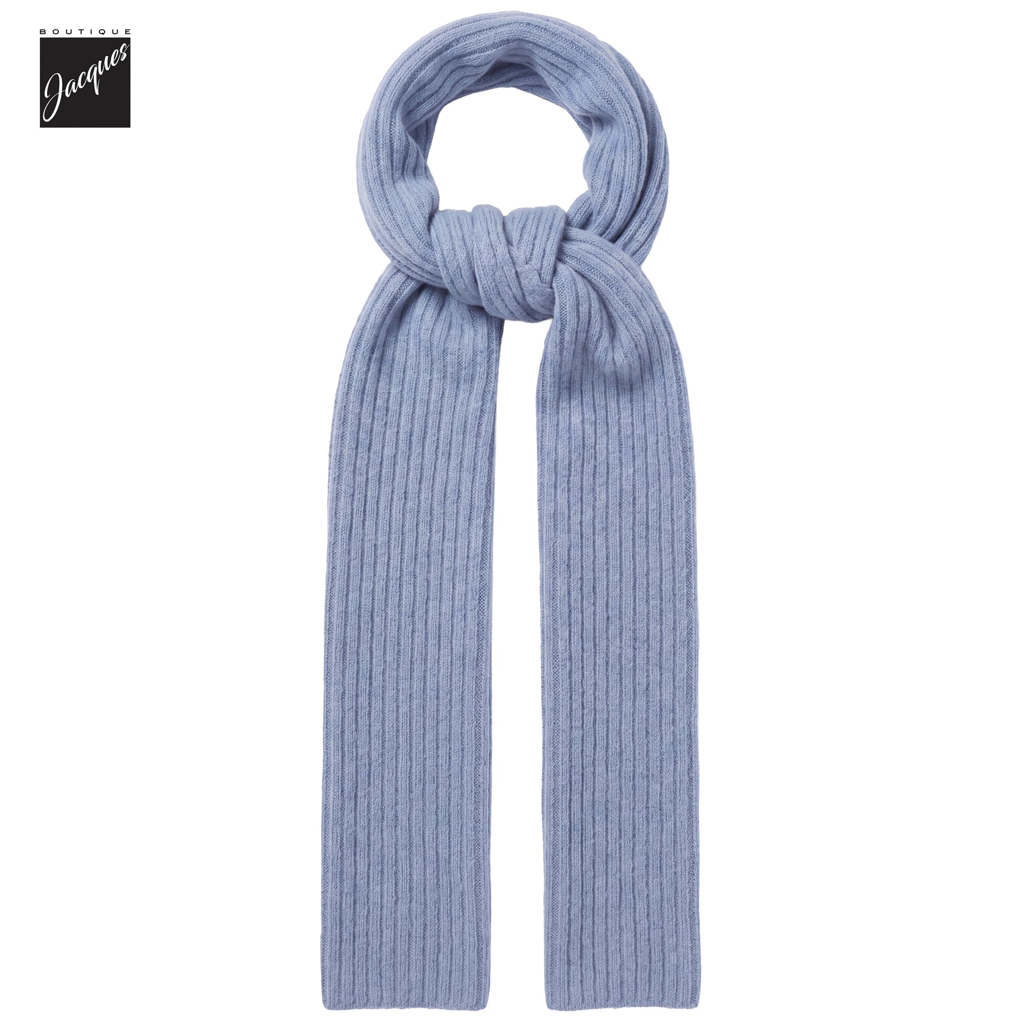 Baby Blue Ribbed Cotton-Stretch Chunky Scarf - Phil Petter - Boutique Jacques International