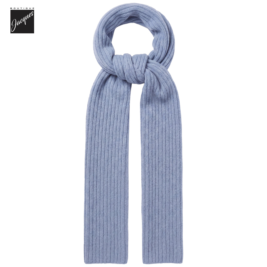Baby Blue Ribbed Cotton-Stretch Chunky Scarf - Phil Petter