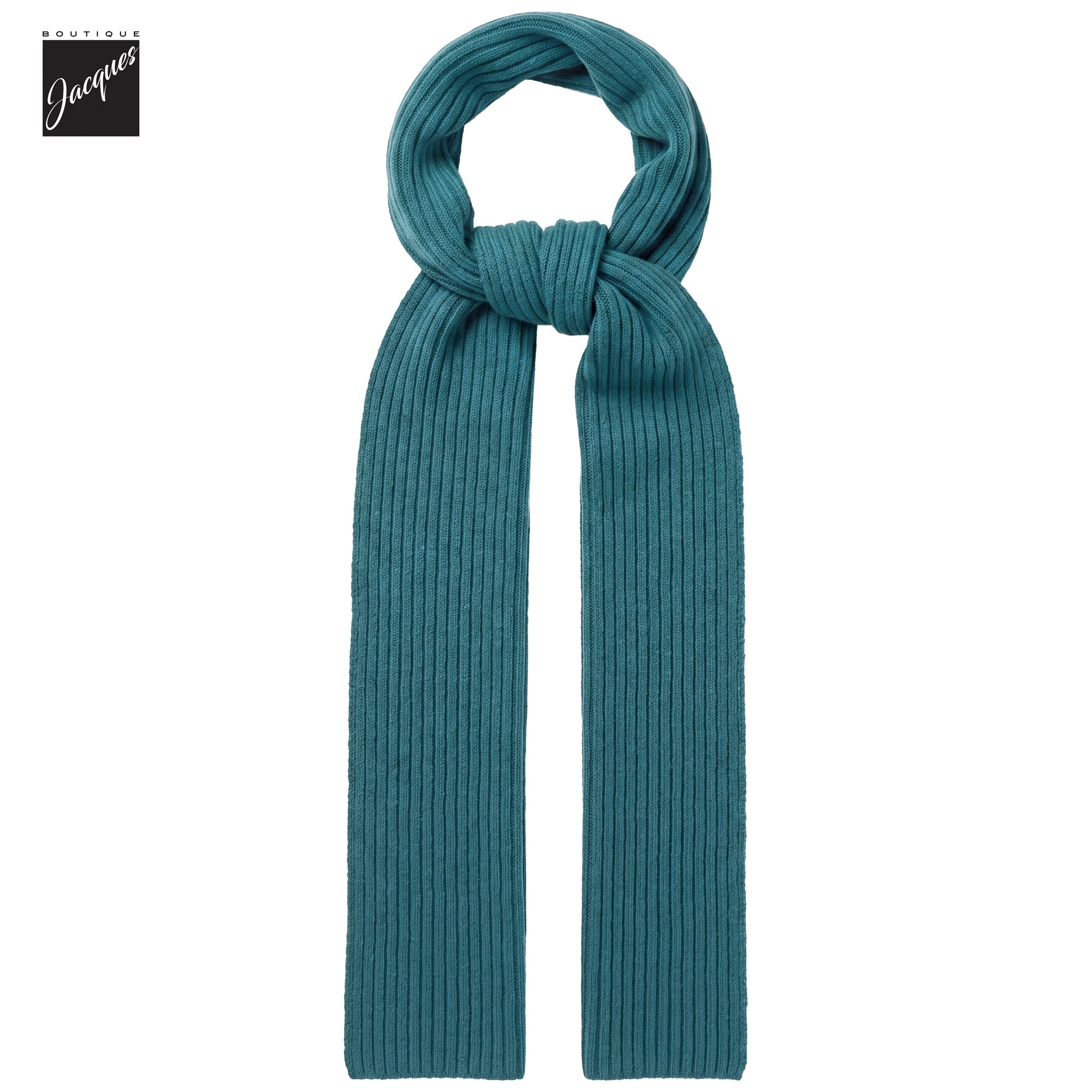 Dark Teal Green Ribbed Cotton-Stretch Chunky Scarf - Phil Petter - Boutique Jacques International