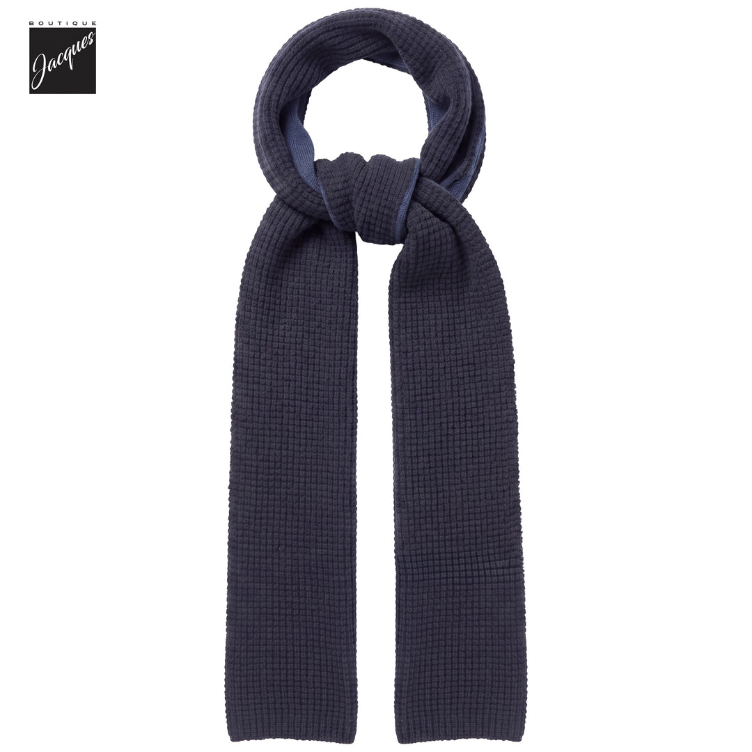 Two-Tone Brown & Navy Double-Faced Merino Wool Scarf - Phil Petter