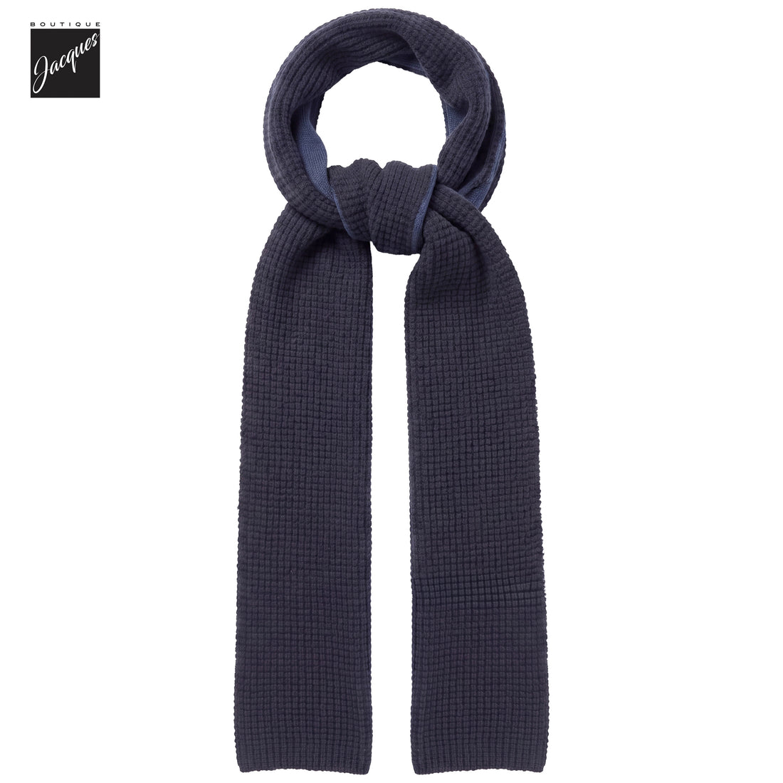 Two-Tone Brown & Navy Double-Faced Merino Wool Scarf - Phil Petter - Boutique Jacques International