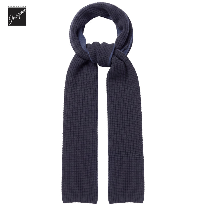 Two-Tone Brown & Navy Double-Faced Merino Wool Scarf - Phil Petter